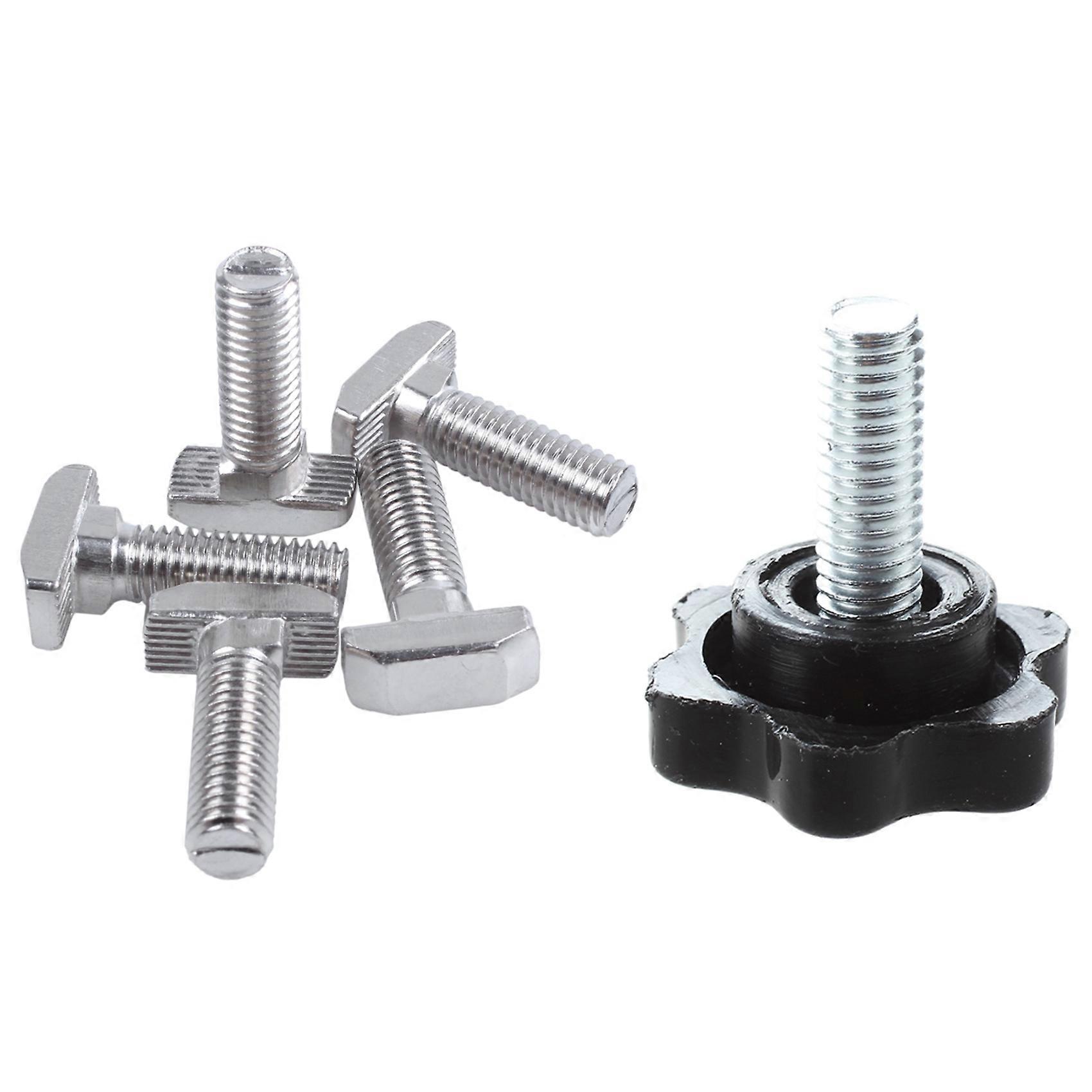 5Pcs Male Thread 25mm Hex Shaped Head Clamping Knob with 5Pcs M8 Thread T-Slot Drop-in Stud Sliding