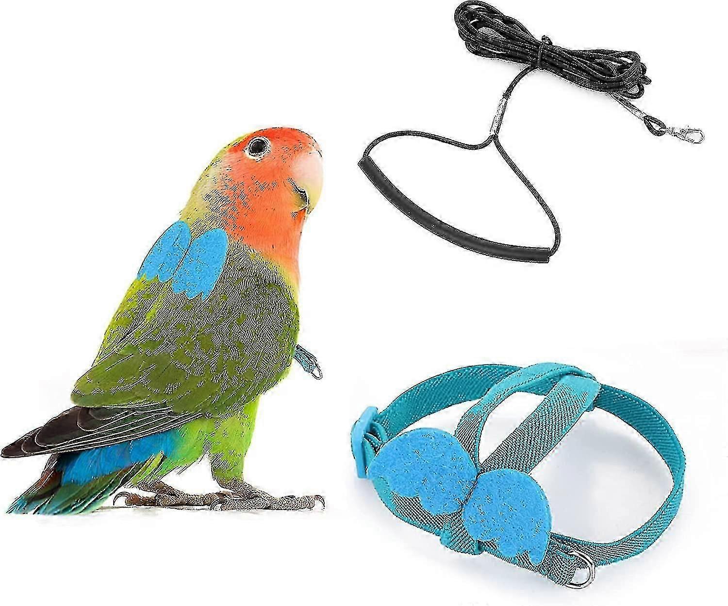 Adjustable Bird Harness and 80 Inch Leash for Outdoor Flying Training, Secure Fit for Parrots Cockatiels
