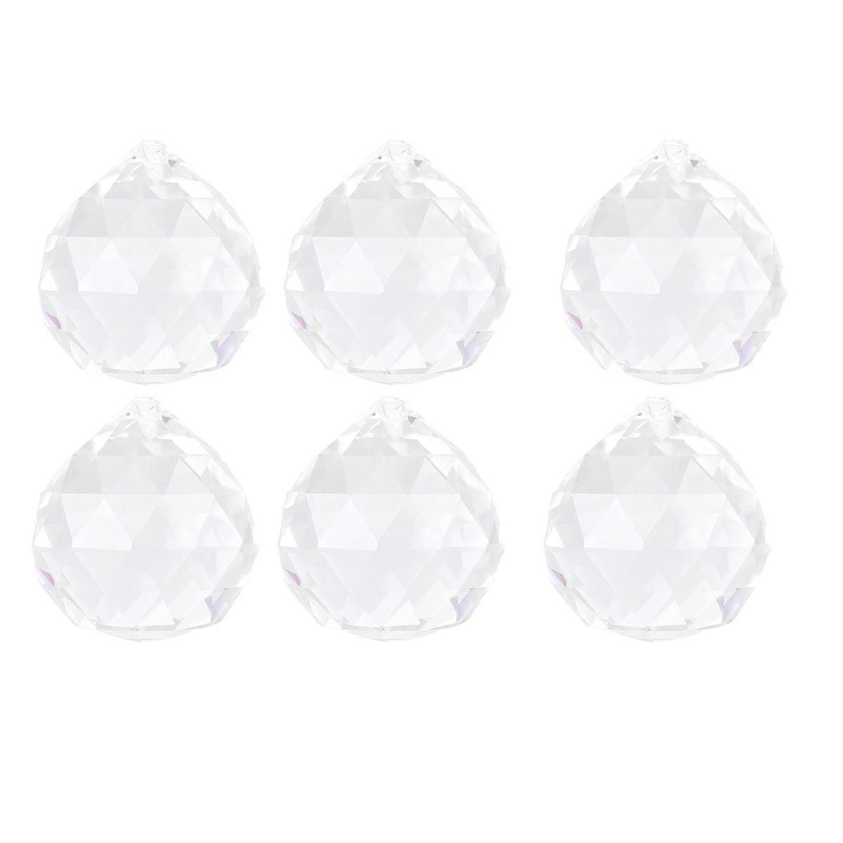 Crystal Ball Pendants for Lighting Accessories with Hole Drilled Top 6pcs Transparent Artificial