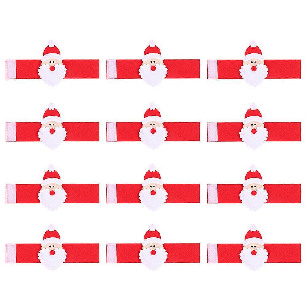 12Set Santa Claus Napkin Rings Table Decoration Christmas Dining Table Accessories 19X8.5X0.2Cm