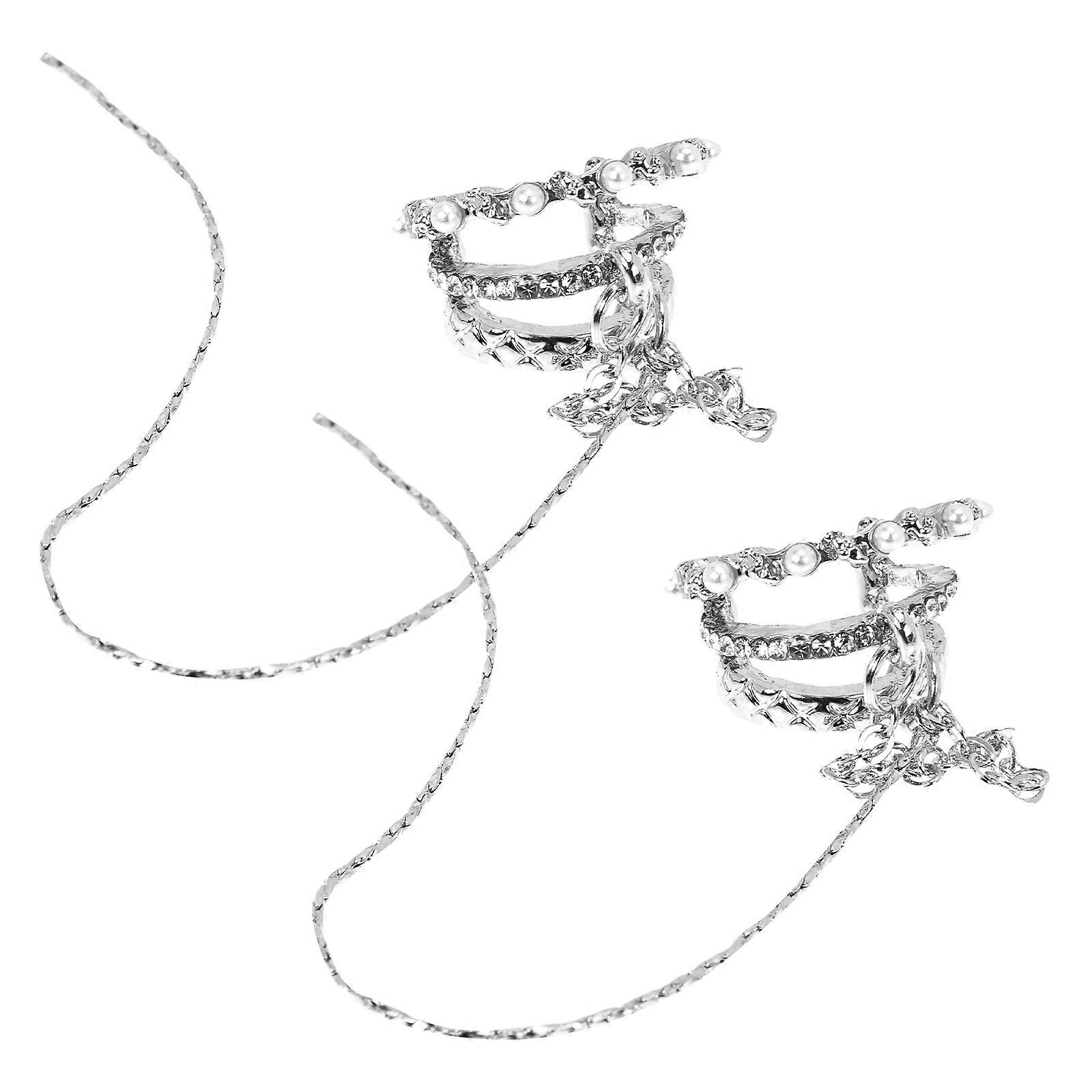 Here's a refined and engaging product description for your **"1 Pair Rhinestone Ear Bone Clip Non Piercing Ear Dangler"**:
✨ **Stylish Non