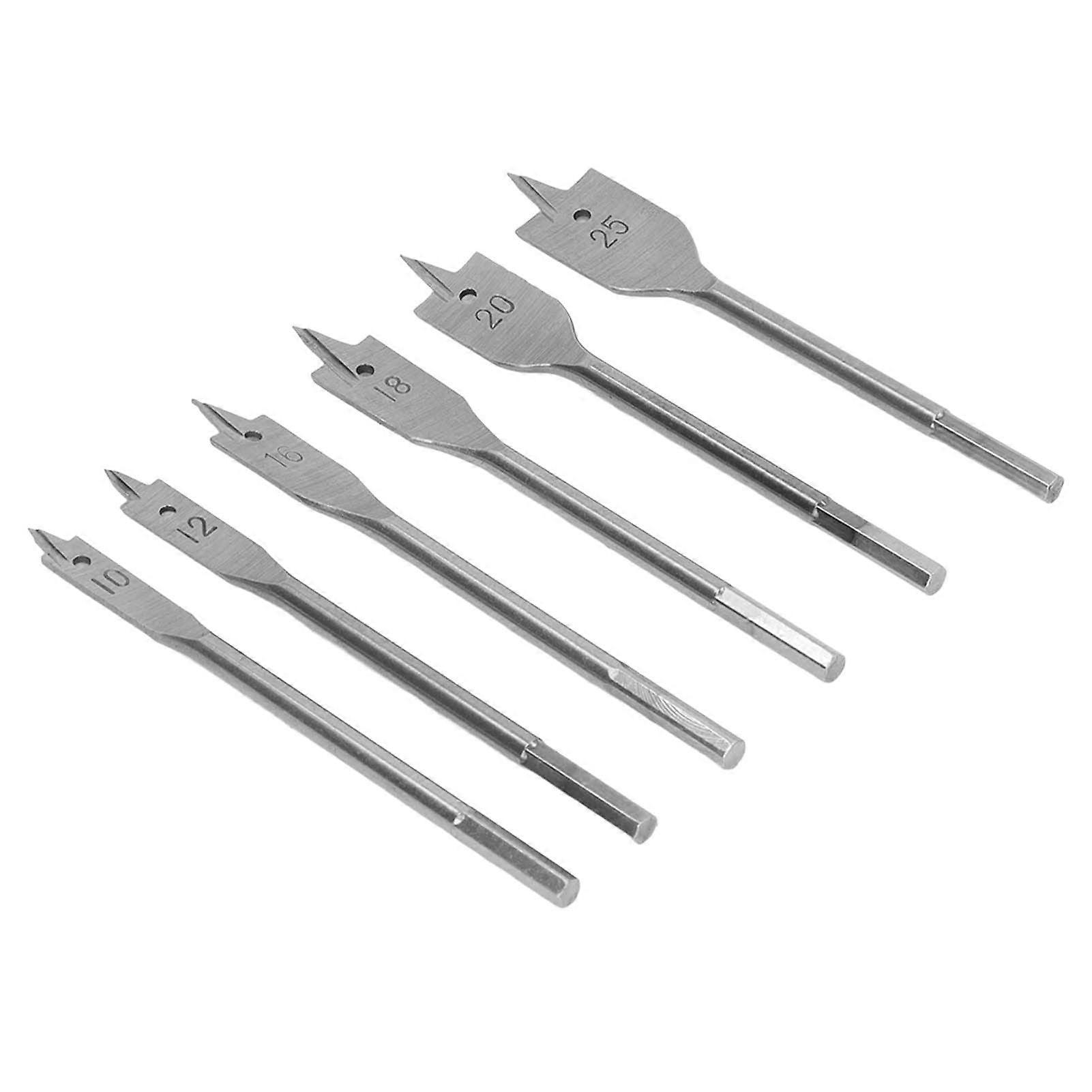 Flat Drill Bit Set For Wood, Carbon Steel Spade Bits With 3 Cutting Edges, Drill Holes In Wood, Silver