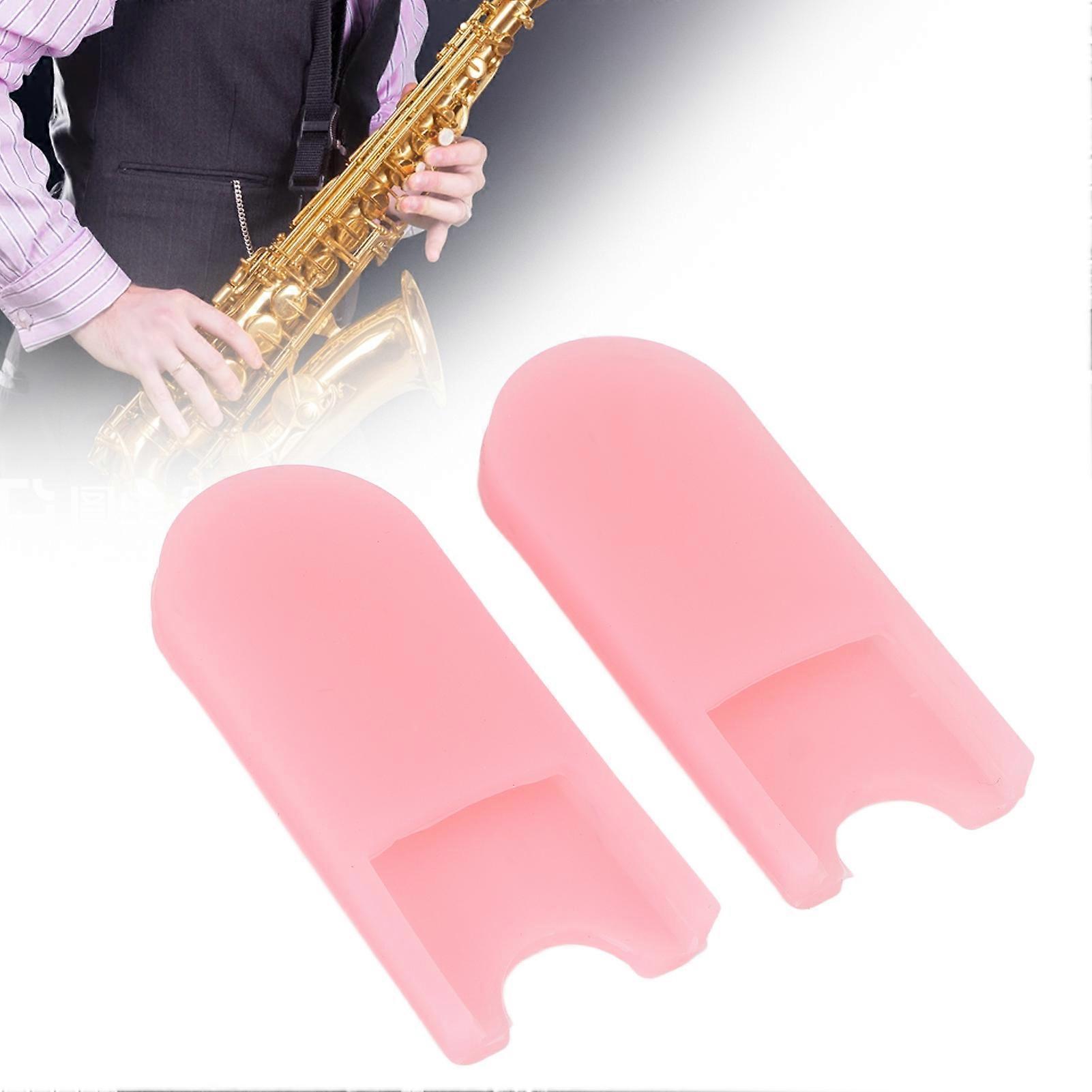 2PCS Saxophone Repose-doigt Coussin Protecteur de pouce avec selle Instruments à vent AccessoiresRose 