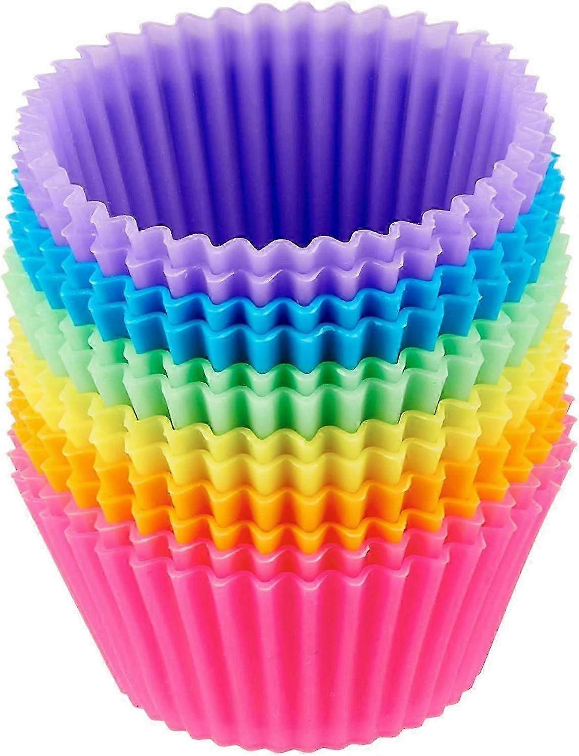 Set of 12 Large Reusable Silicone Muffin Tins - Eco-Friendly Cupcake Baking Molds for Perfect Muffins & Cupcakes