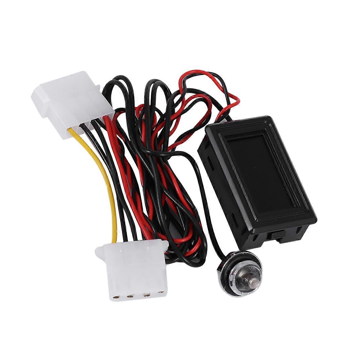 PC Water Cooling Temperature Detector with 4 Pin Power Plug for Computer Black Plastic Lightweight and Durable 5V24V