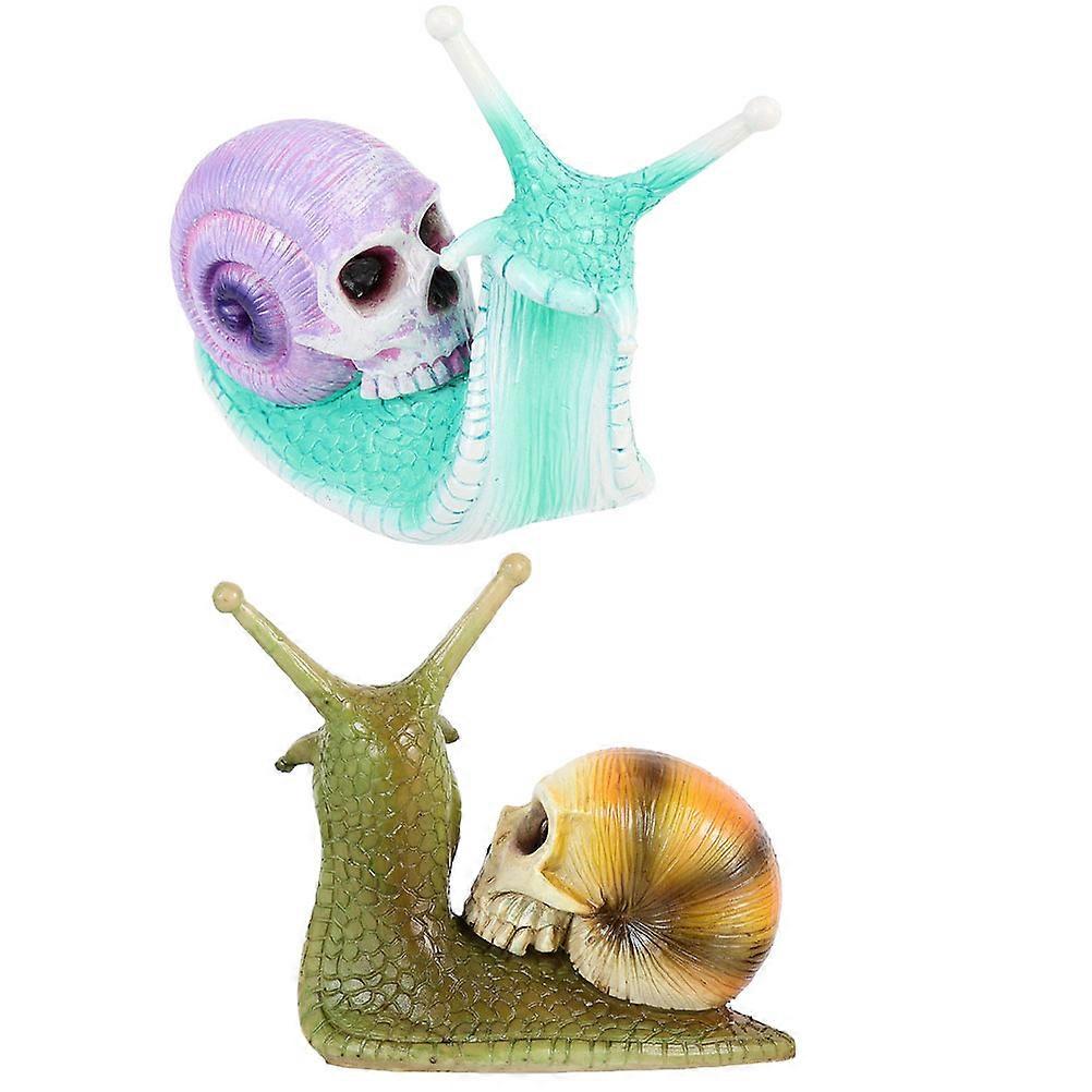 Snail Decor Resin Snail Statues for Desktop Decoration 2Pcs Set