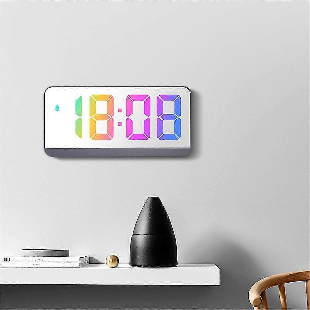Digital LED Alarm Clock Snooze Display Temperature Time Desk Large Mirror