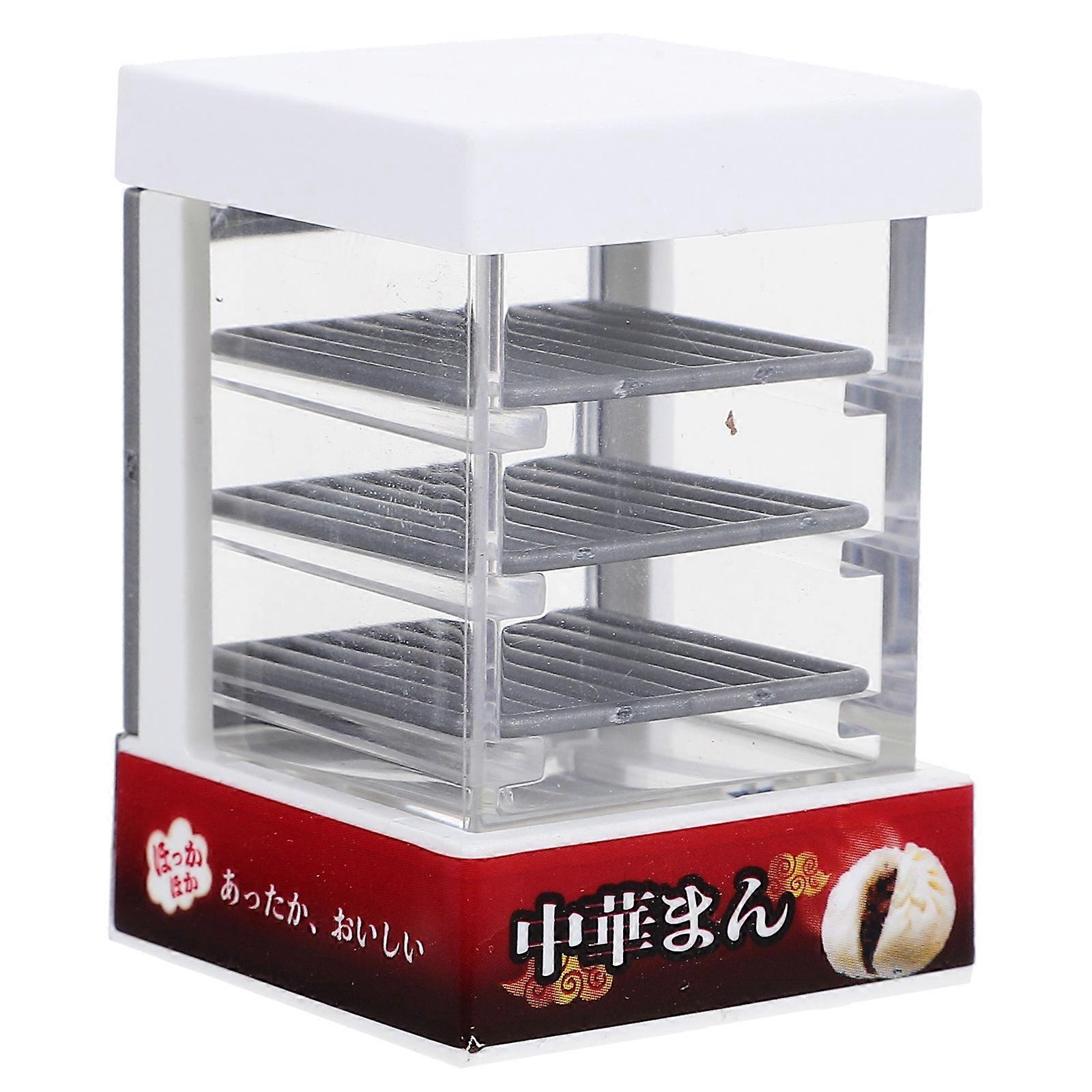 White Miniature Bakery Insulated Cabinet for Decoration Durable Plastic Material Vivid Detail 6.3x5.1 Inches