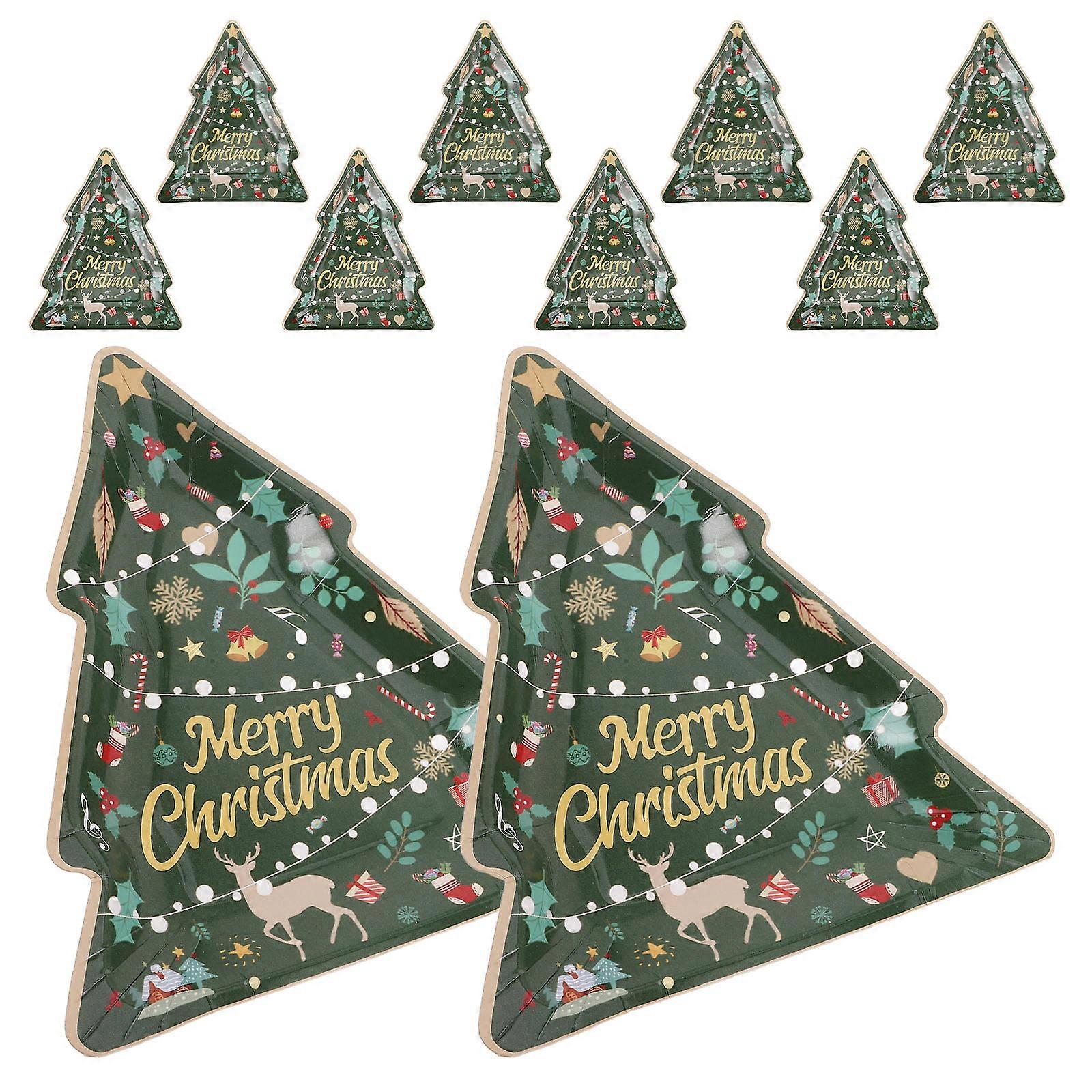 10Set Plates Tree Shaped Dinnerware For Christmas Party Festive Atmosphere Enhancement