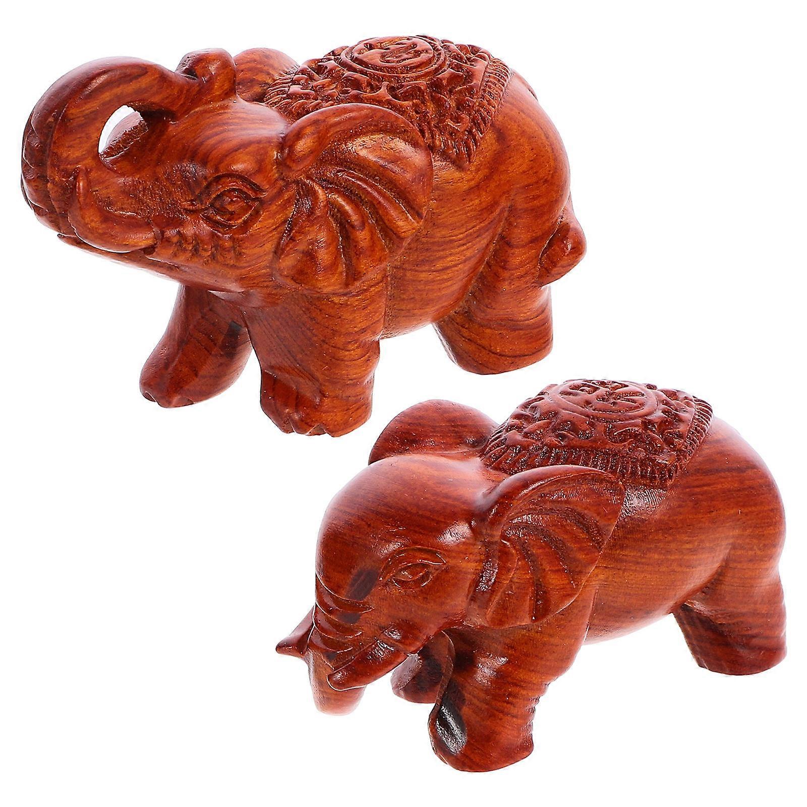 Elephant Statue Ornament, Unique Carving Design for Desk Decor