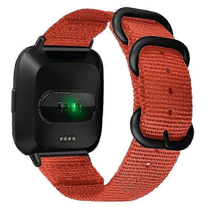 3 Loop Nylon Strap for Fitbit Versa 4 Sense 2 Adjustable Wrist Band Black