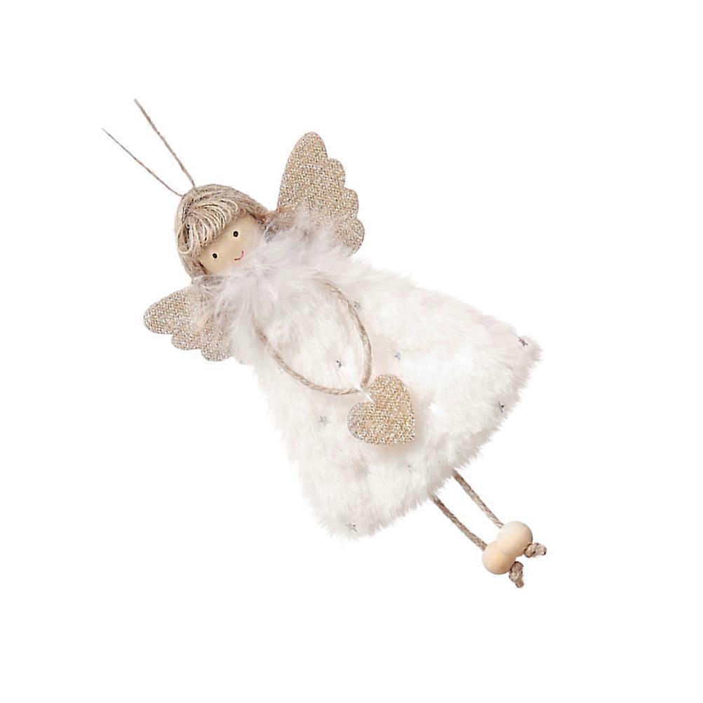 Angel Girl Ornament Plush White Doll for Decoration Christmas Tree Pendant 4.5 Inches