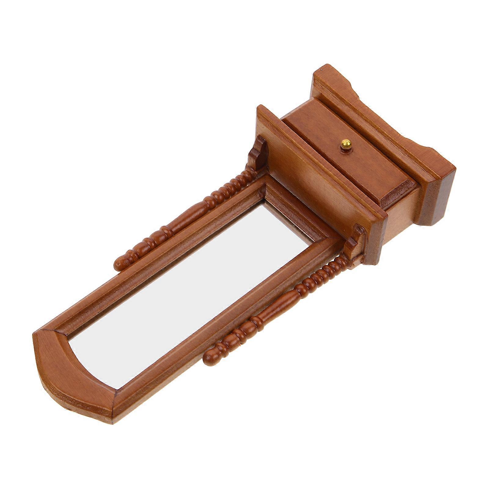 Chocolate Mini Dressing Mirror for Decor with Smooth Surface and Realistic Design 1/12 Dollhouse Accessories