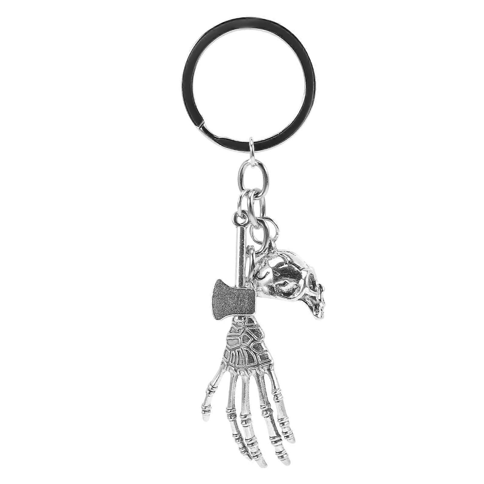 Unique Skull Keychain Accessory Punk Style For Backpack Use In Silver Color 1Pcs