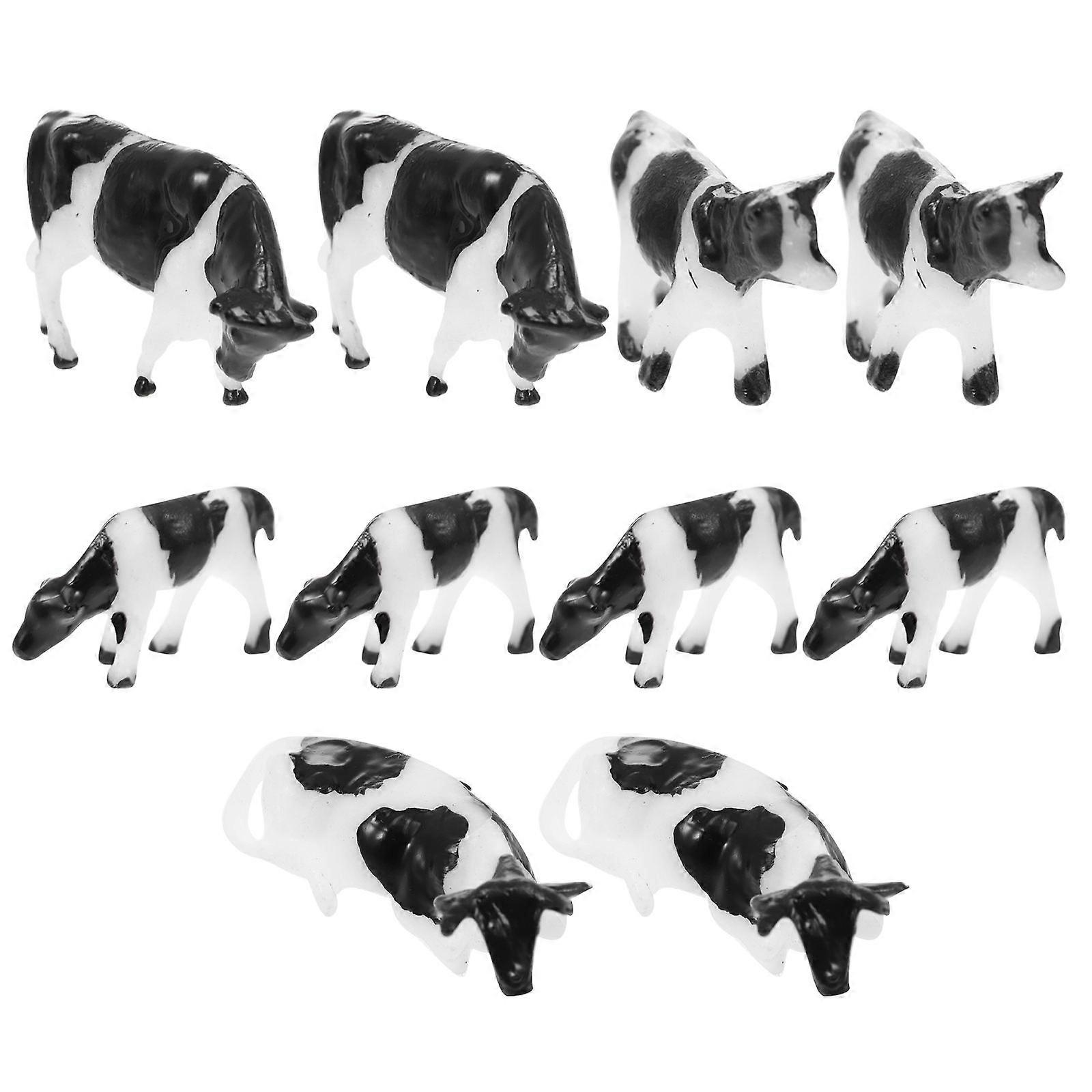 Simulation Cow Models 10Pcs Black Fine Craftsmanship ABS Cow Figures for House Use