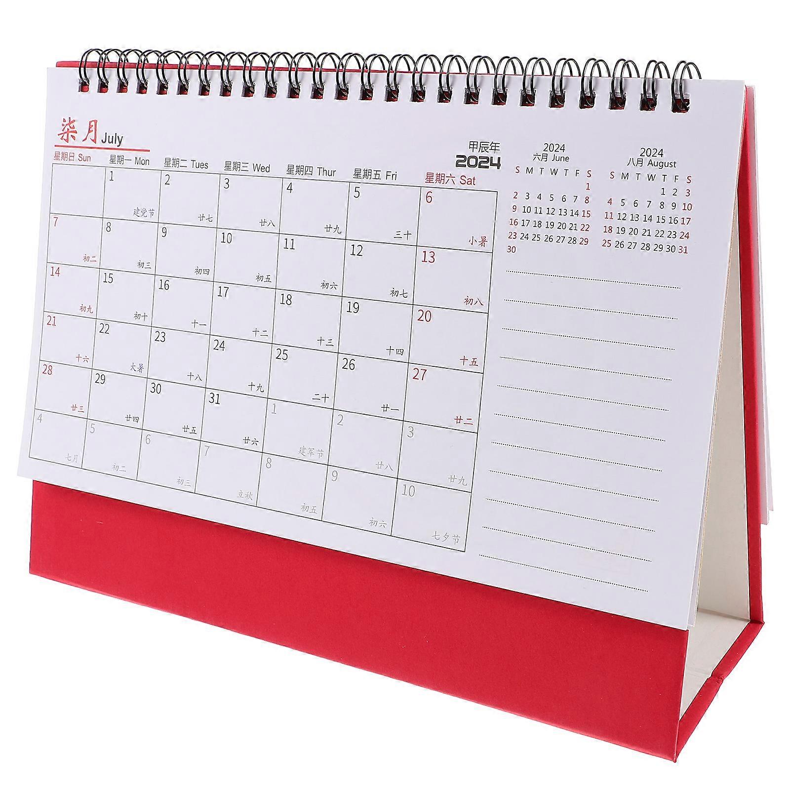 2024 Desk Calendar Multi Color Paper Desk Calendar with Stable Coil Binding for Office Use