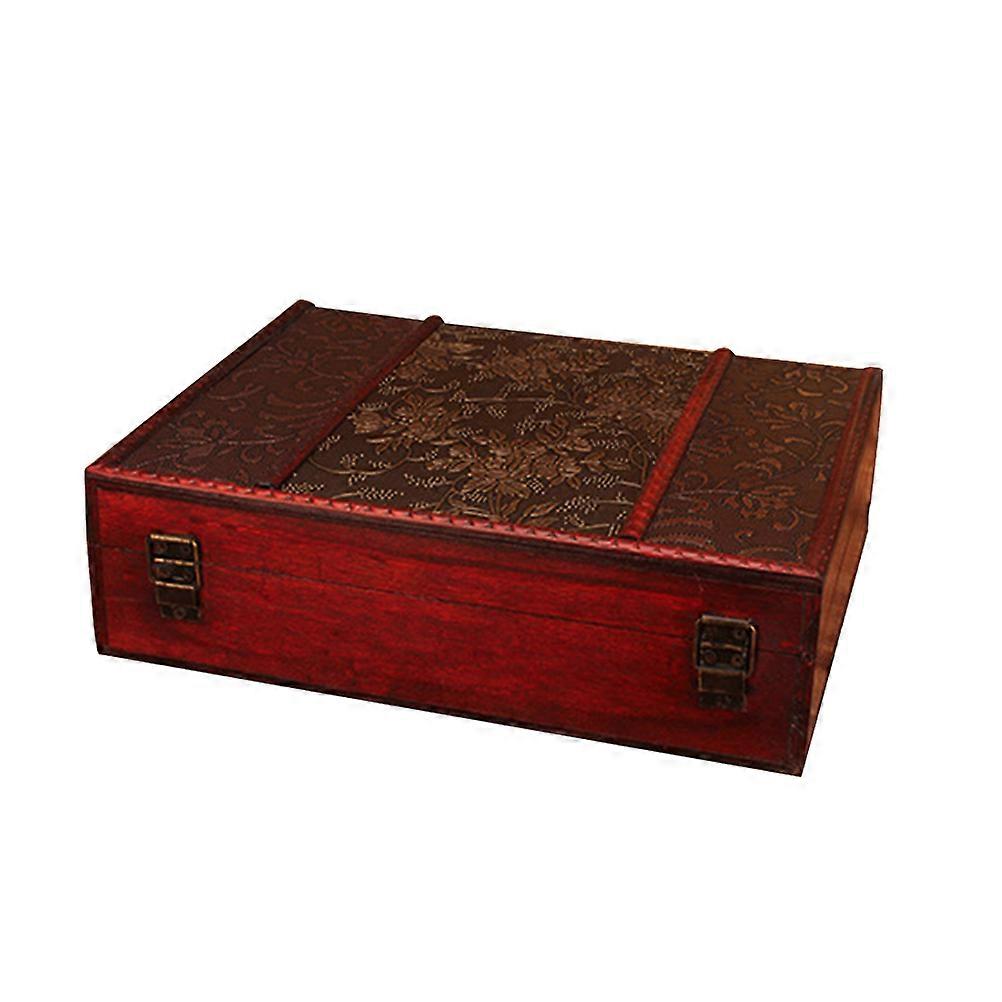 Classic Wooden Storage Box for Books and Sundries Vintage Desk Organizer Light Brown PP Material
