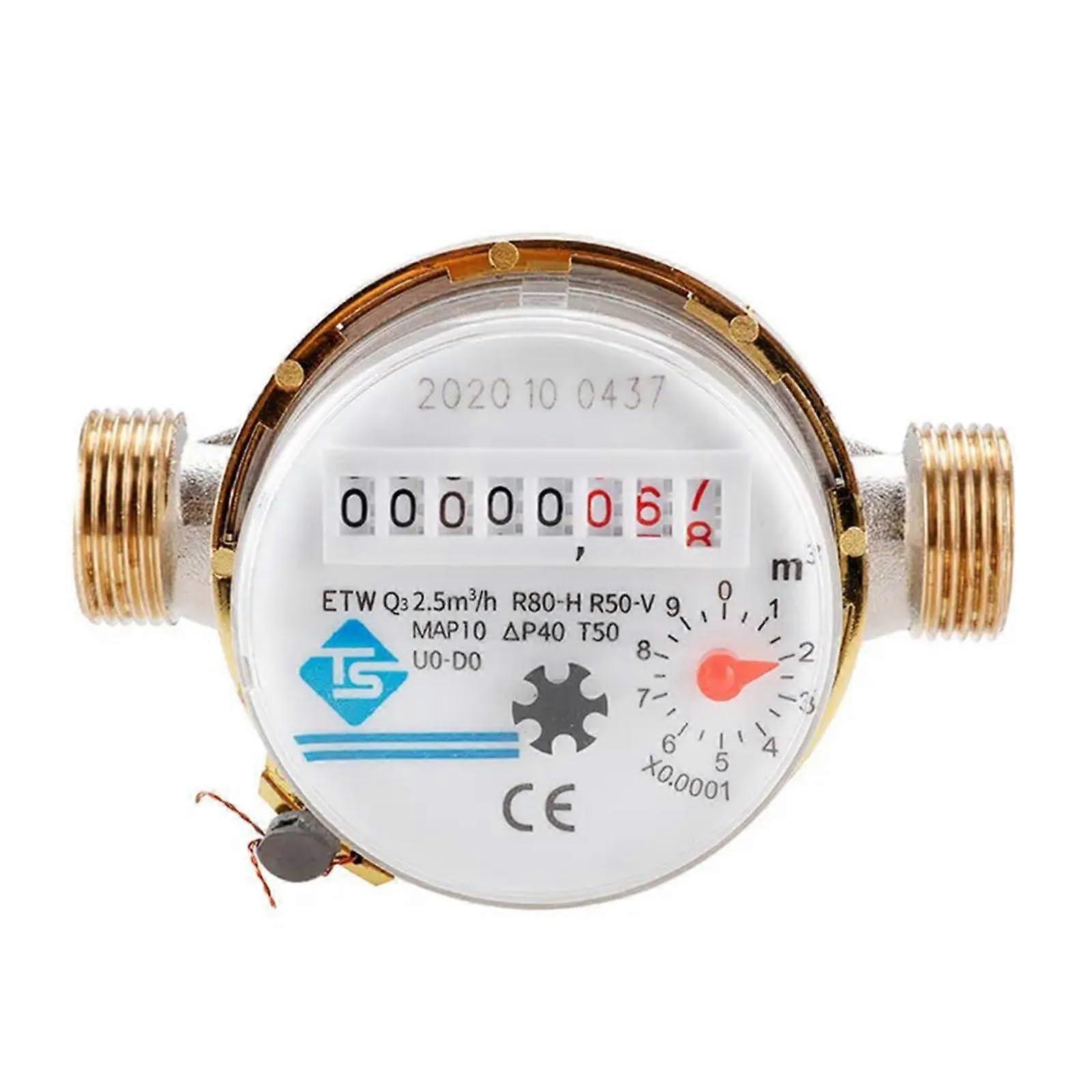 Water Flow Meter, Smart Home Mechanical Rotary Wing Water Meter Type EPointer Digital Cold Water Meter