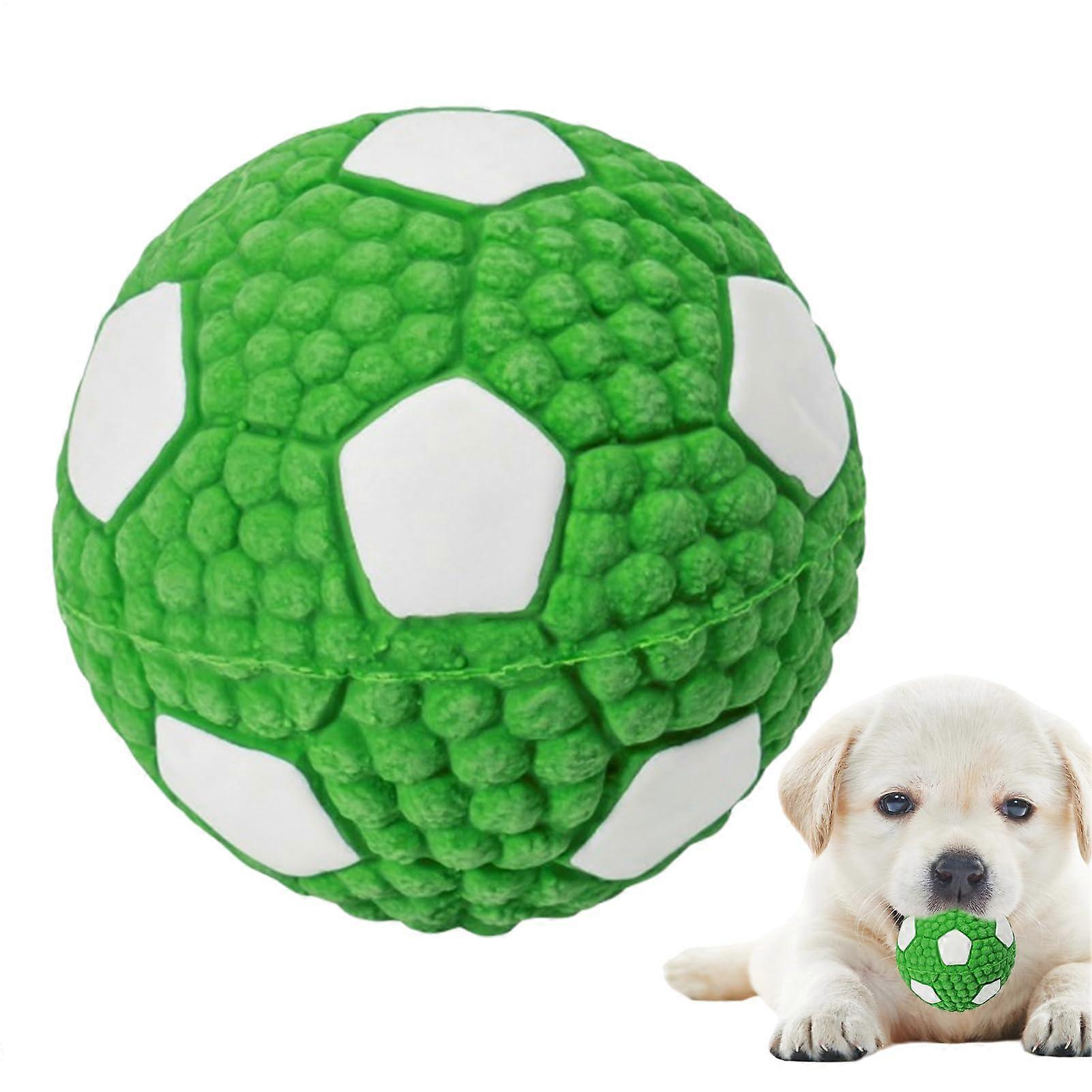 Indestructible Soccer Ball Dog Toy - Squeaky Dog Toy, Bouncy Puppy Chew Ball, Durable Interactive Fetch And Tug Toy