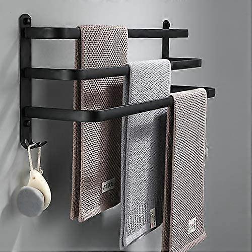 Towel Rail No Drilling with SelfAdhesive, Quick Drying (Black, 58 cm)