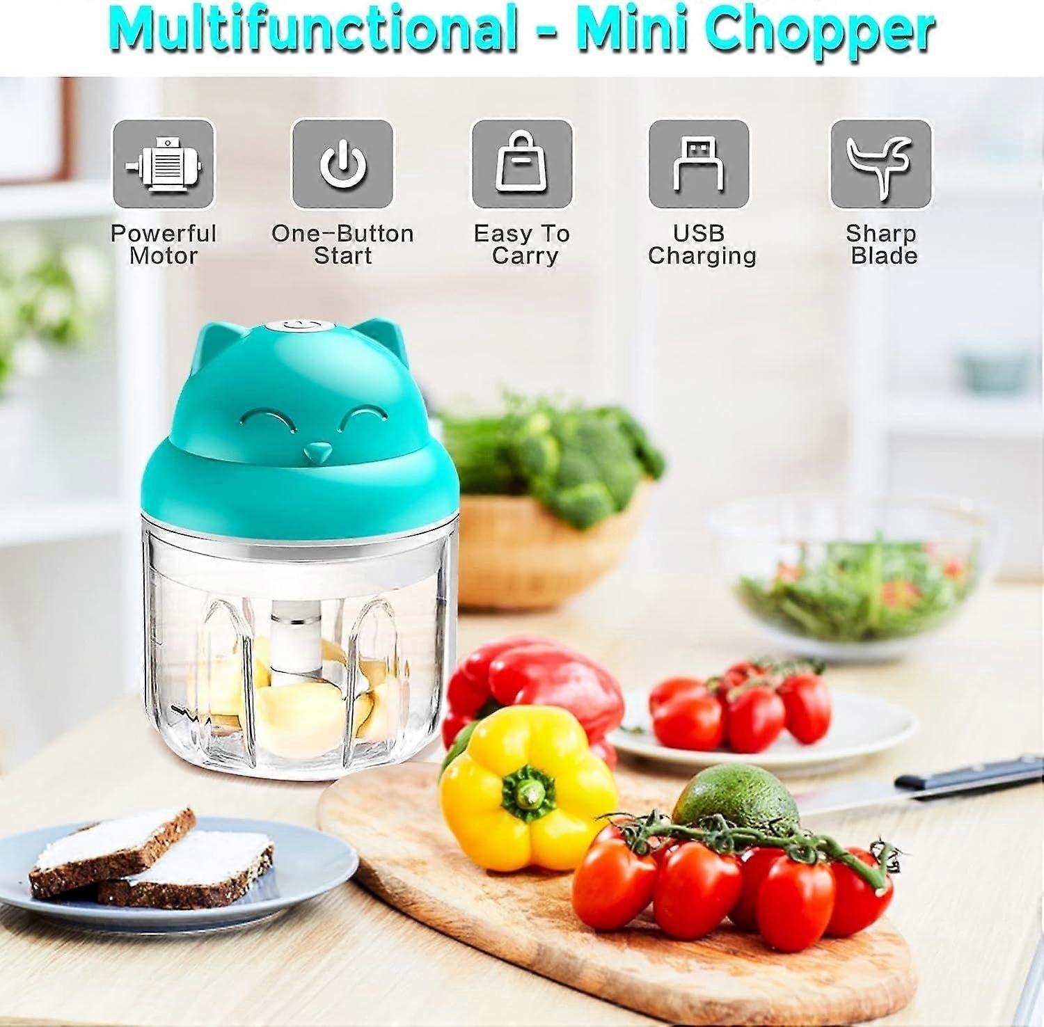 Mini multi-function electric meat grinder, 250ml three-blade blender, garlic press, small blender, convenient and quick