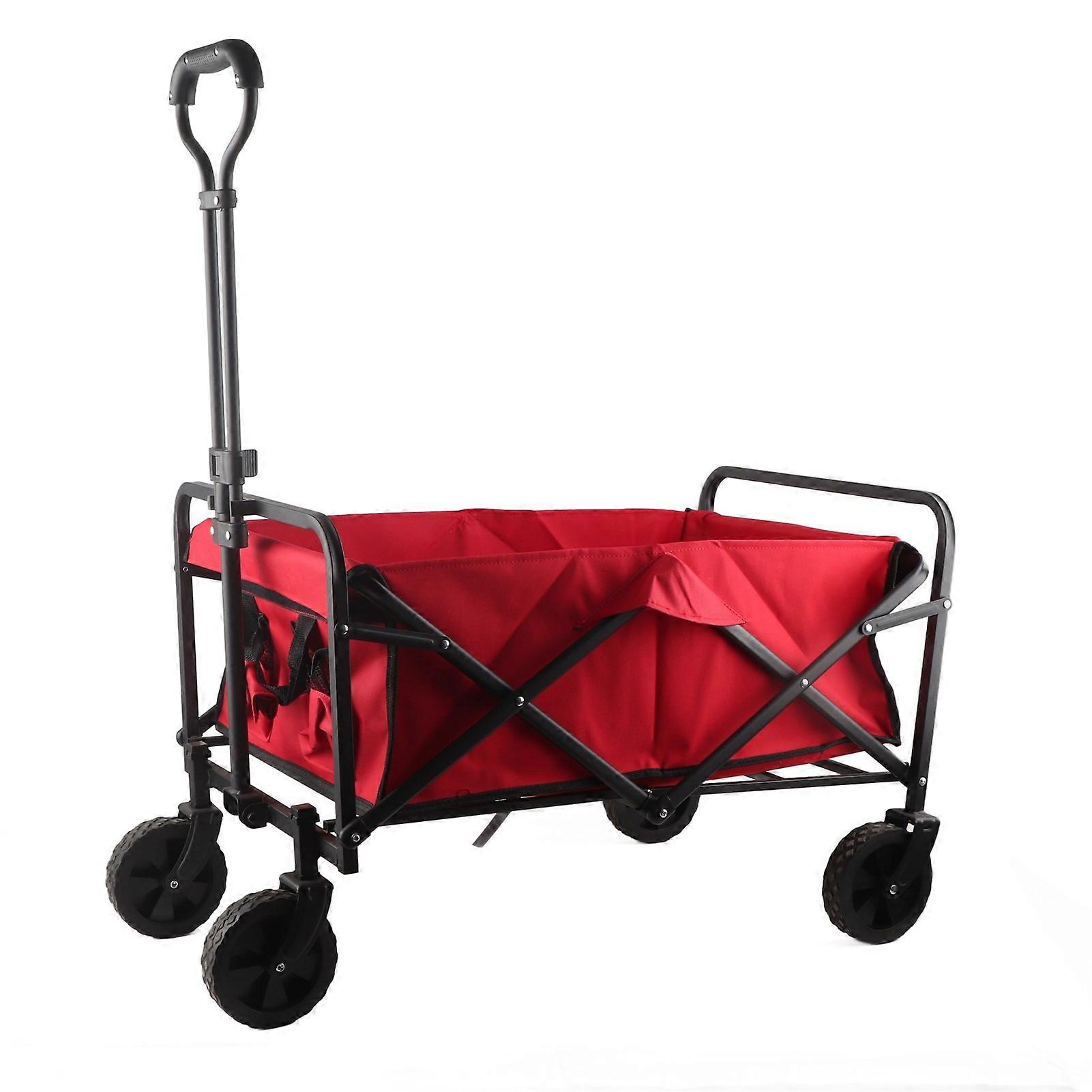 Red Folding Camping Cart with Oxford Fabric for Outdoor Adventures and Fishing