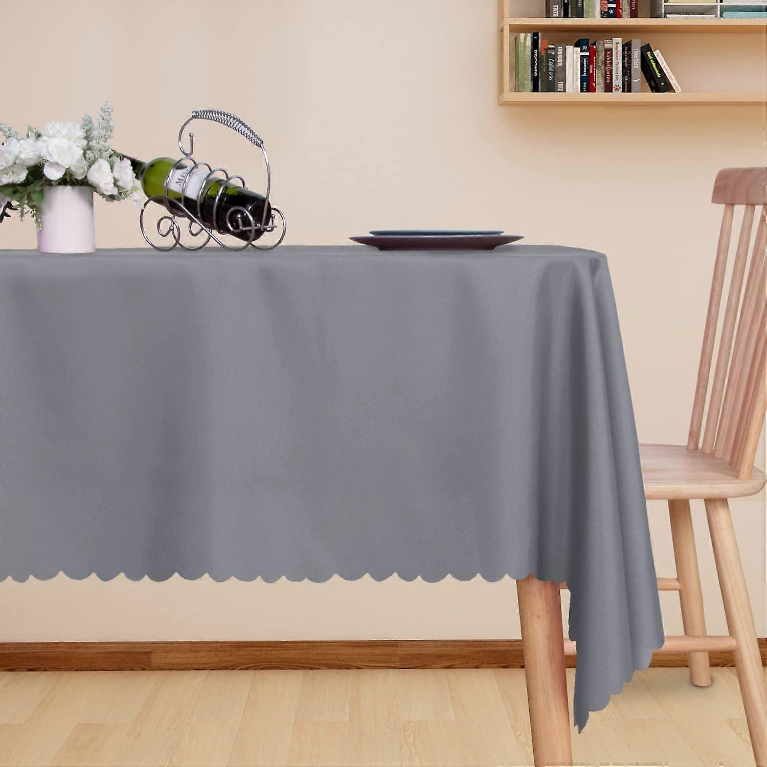 Rectangular Tablecloth - Washable Waterproof Microfiber Tablecloth for Banquet Party Kitchen Dining Room Silver Grey