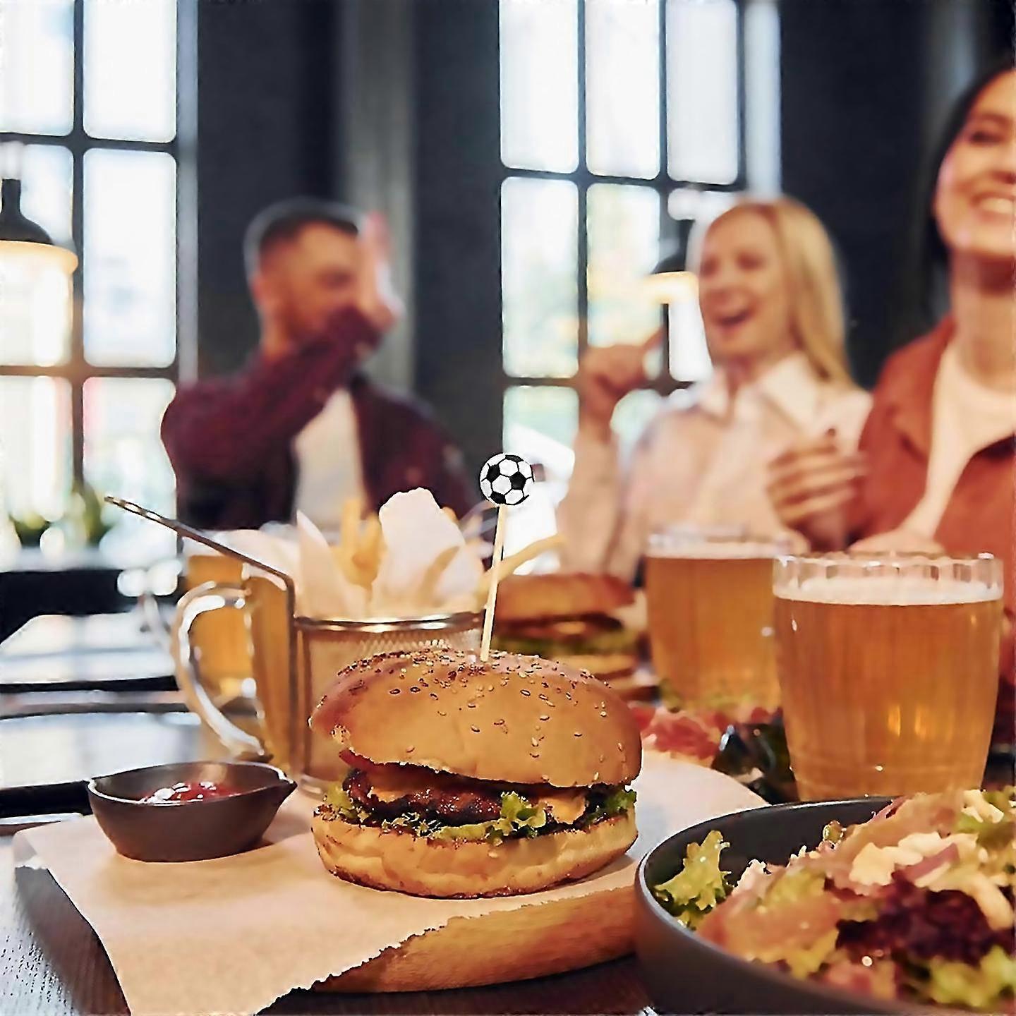 For Bamboo Cocktail Picks Decorative Fruit Toothpicks Soccer