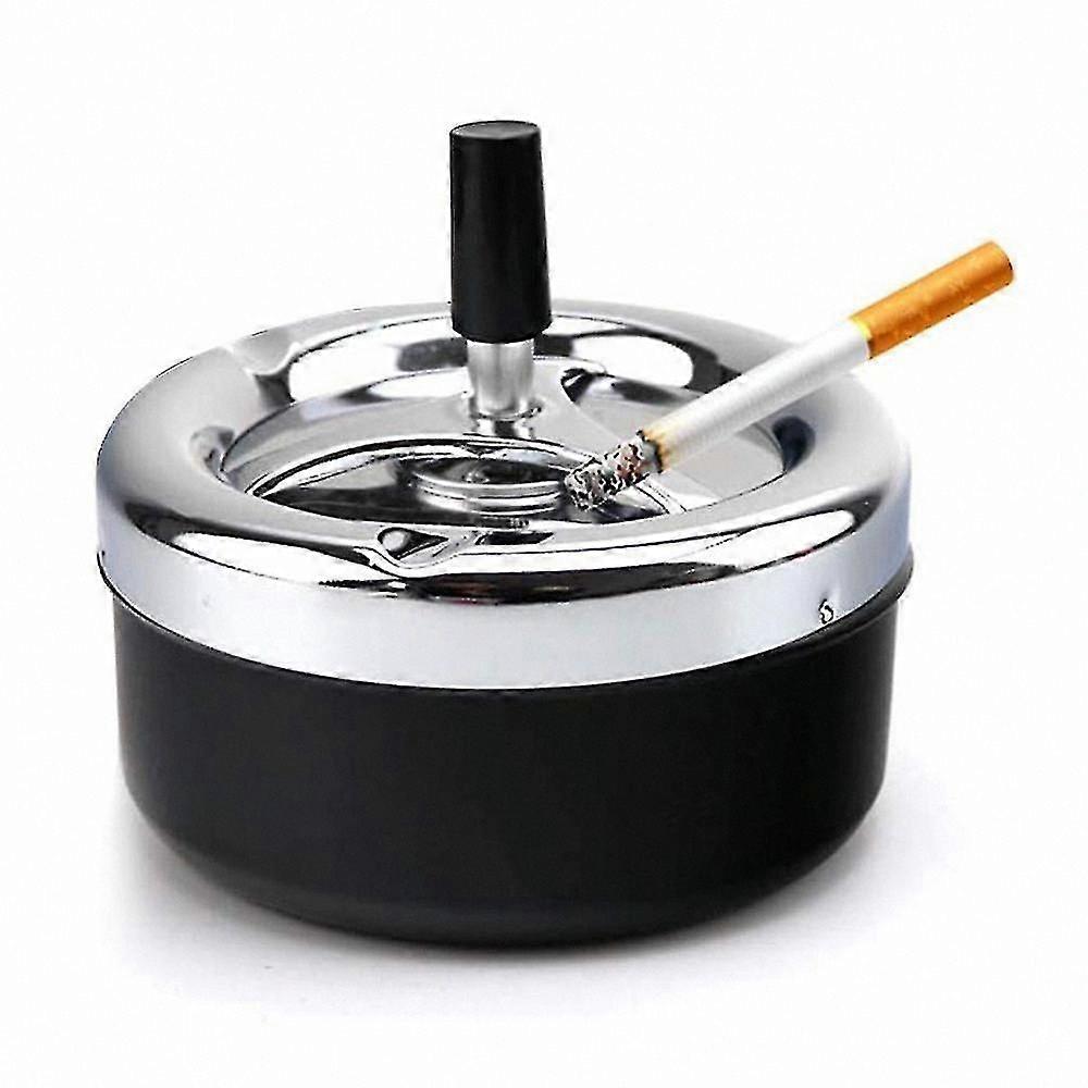 Rotating Lid Portable Ashtray with Metal Construction