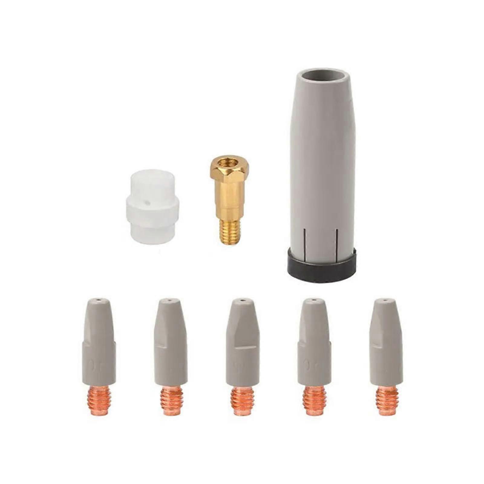 Set with 8 conductive nozzle shanks, conductive nozzle extension provides  wear resistance for 36KD welding tool 0.8 mm.