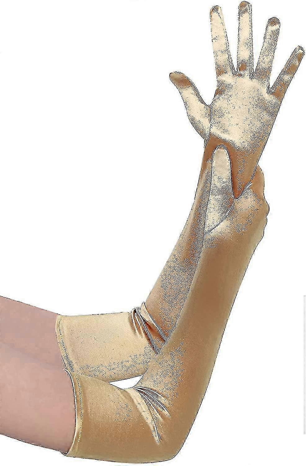 Lång Opera Party 20-talet Satin Handskar Stretchig vuxen Storlek Armbåge Längd