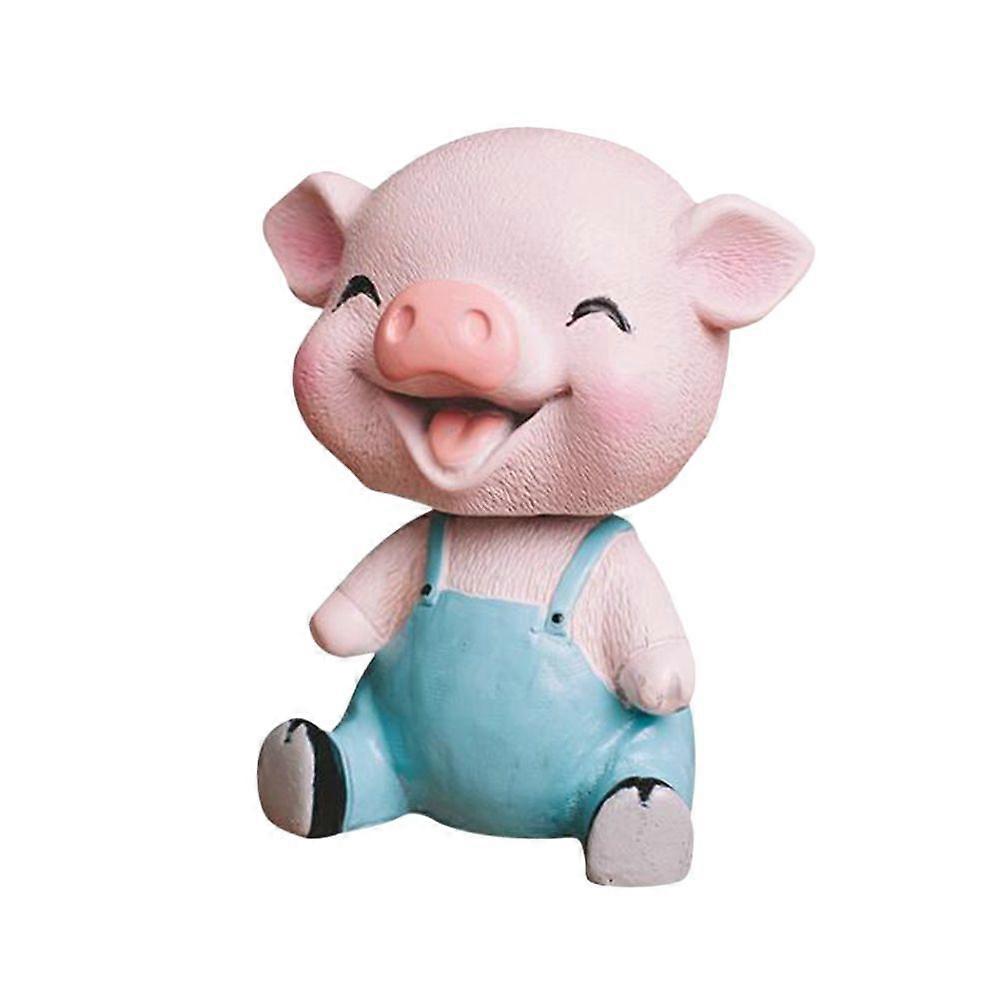 1pc Piggy Shaking Head Cartoon Creative Nodding Pig Decor Crafts for Cake Car Home Office (Blue