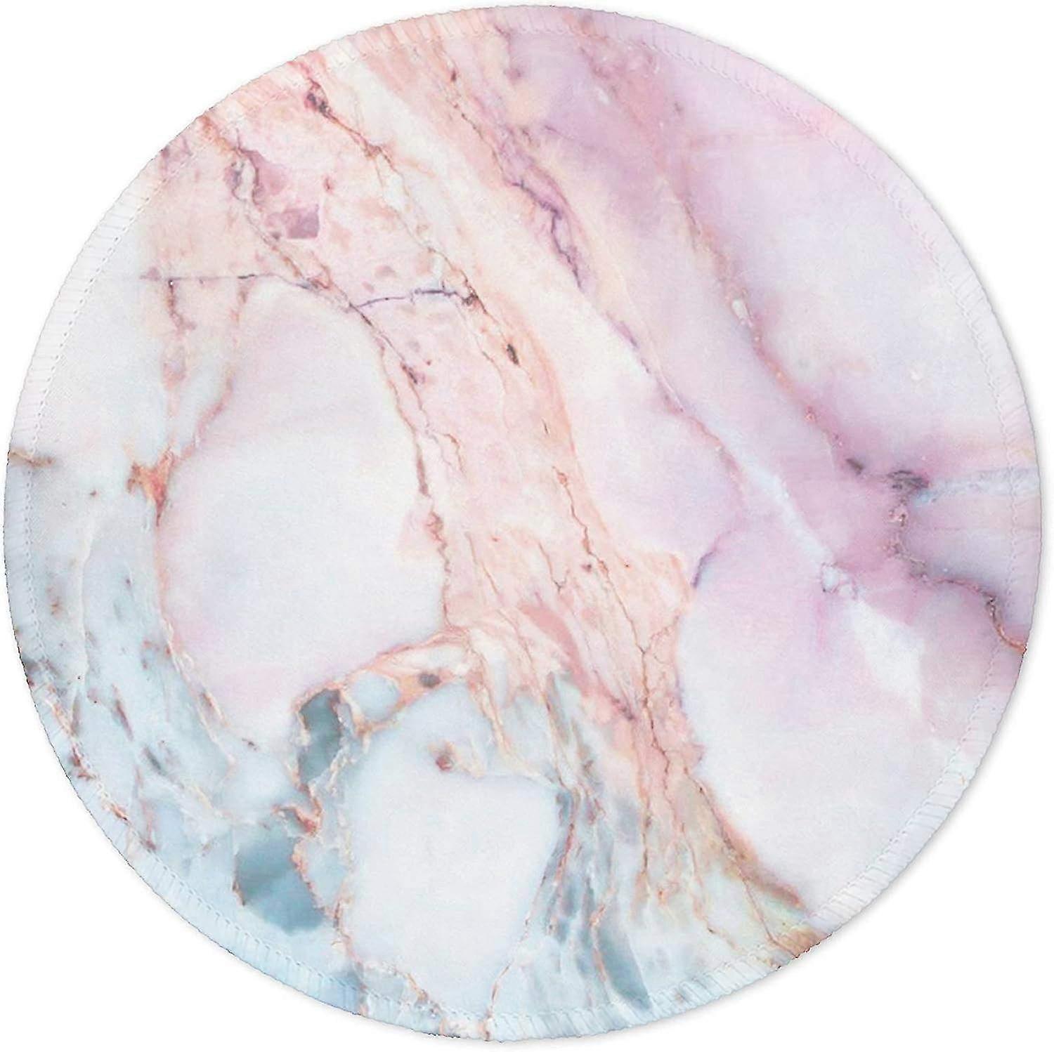 Pink Marble Round Mouse Pad with Premium Texture - Customized Non-Slip Rubber Base Small Mouse Mat for Office & Home Use