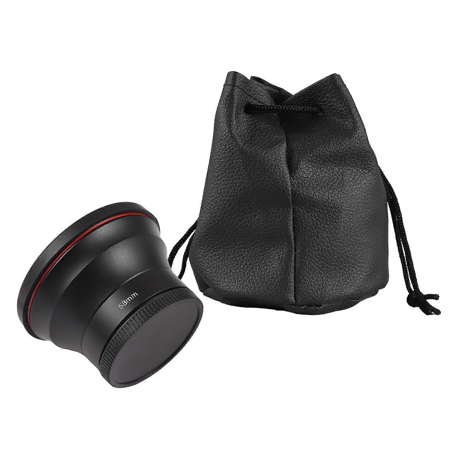 58mm Camera Lens Kit with 0.43X Wide Angle Lens + Macro Lens Aluminum Alloy  DSLR Camera Lens Replacement for Canon EOS 70D/77D/80D/1100D/700D/650D/60