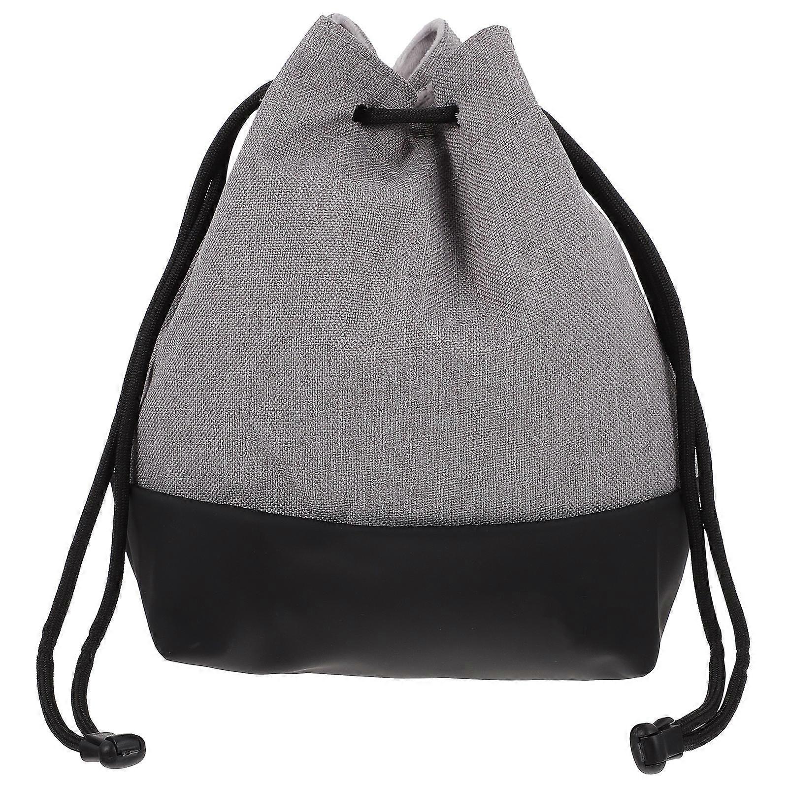 Waterproof Anti-Shock Camera Case Bag Storage for Daily Use Grey Oxford Cloth with Drawstring 1Set