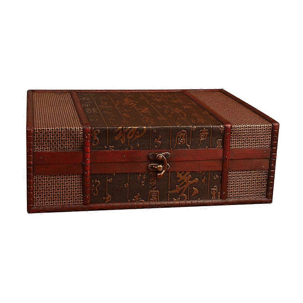 Scatole di immagazzinaggio desktop vintage Libri di legno Custodia per gioielli Contenitore per gioielli Grandi articoli vari Scatola di documenti senza serratura (stile cinese)