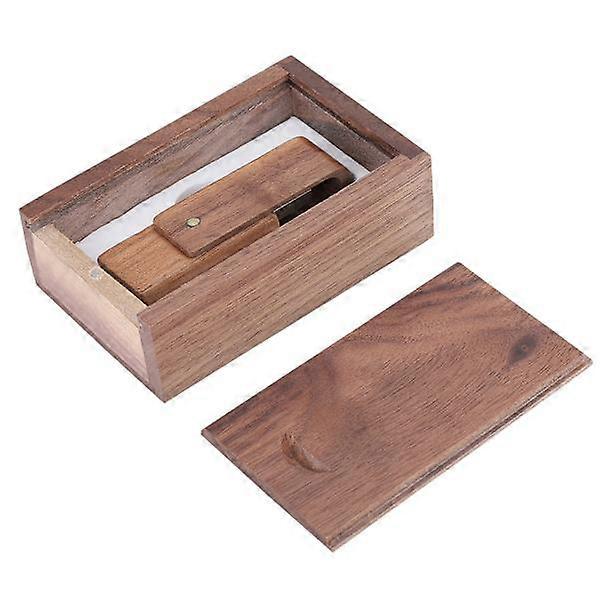 Walnut Wood Shell USB 2.0 Flash Drive Storage Device Swivel U Disk with Box (64G)
