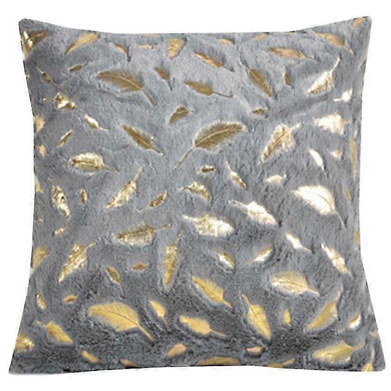 2025 Fluffy Cushion Cover Luxury Golden Feather Pattern Plush Decorative Pillow Case 18" size