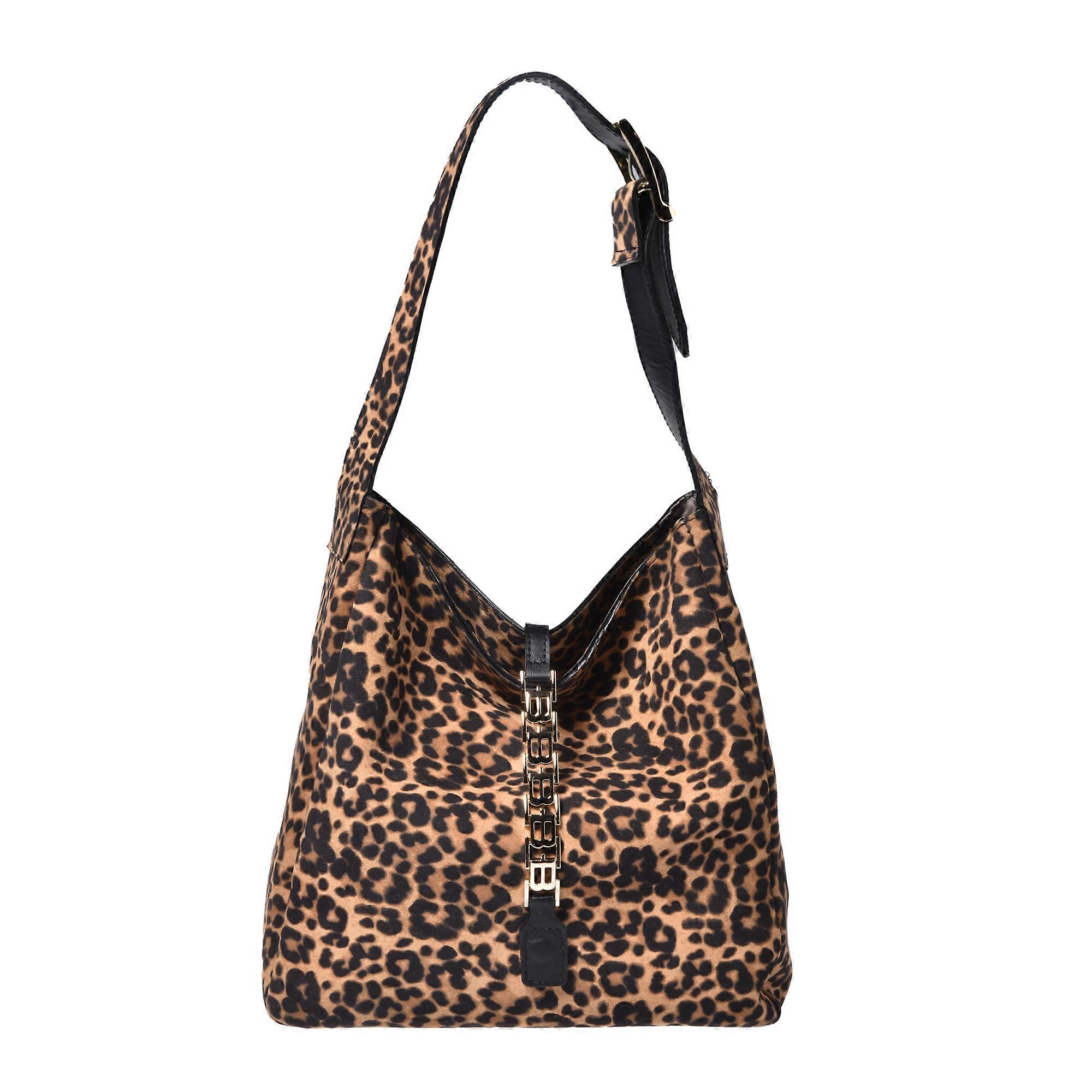 Baldinini - Leopard Print Suede Leather Shoulder Bag