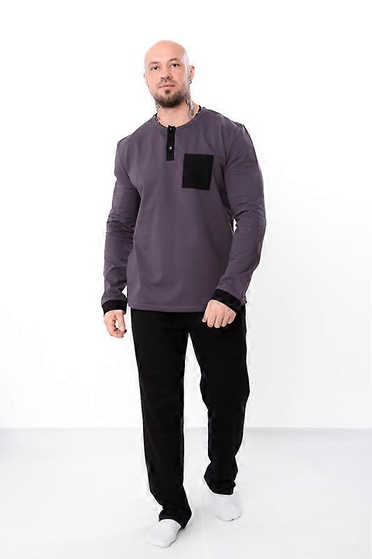 Men’s Cotton Pajama Set – Soft Long Sleeve Top with Buttons & Comfy Pants, Demi-season,  HC 8625-023