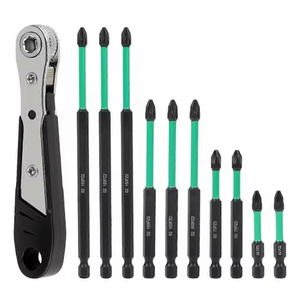 10Pcs PZ2 Magnetic Driver Bits Heavy Duty Hex Screwdriver Bit Set Switch Electrician for Socket Switch 50/75/100/150mm