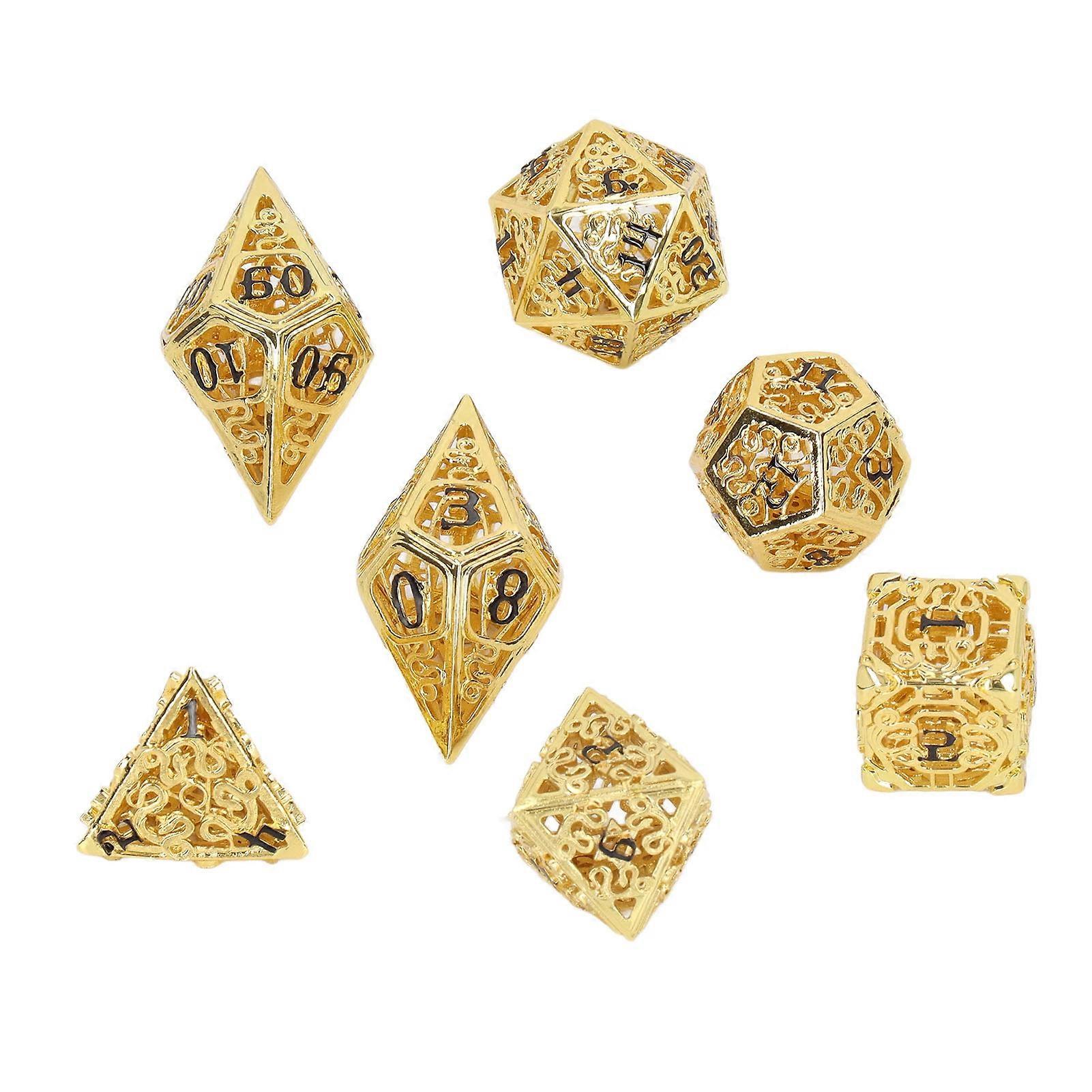 7pcs Brass Hollow Polyhedral Dice Set for Math Teaching Game