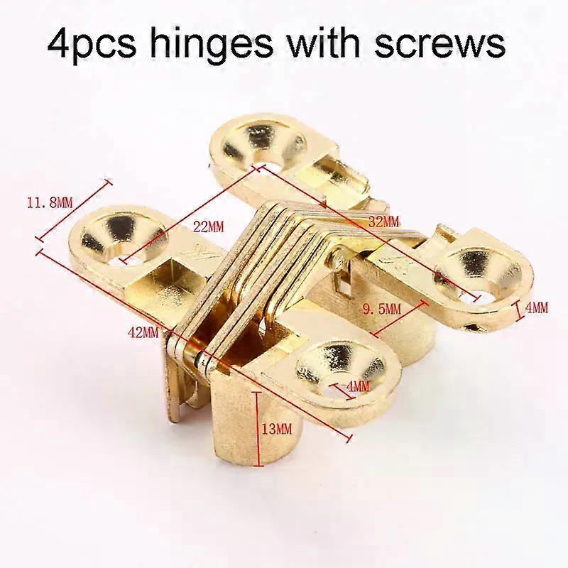 4Pcs Hidden Hinge 42x13mm Invisible Concealed Folding Door Hinge For Cabinet Cupboard Door Wooden Boxes