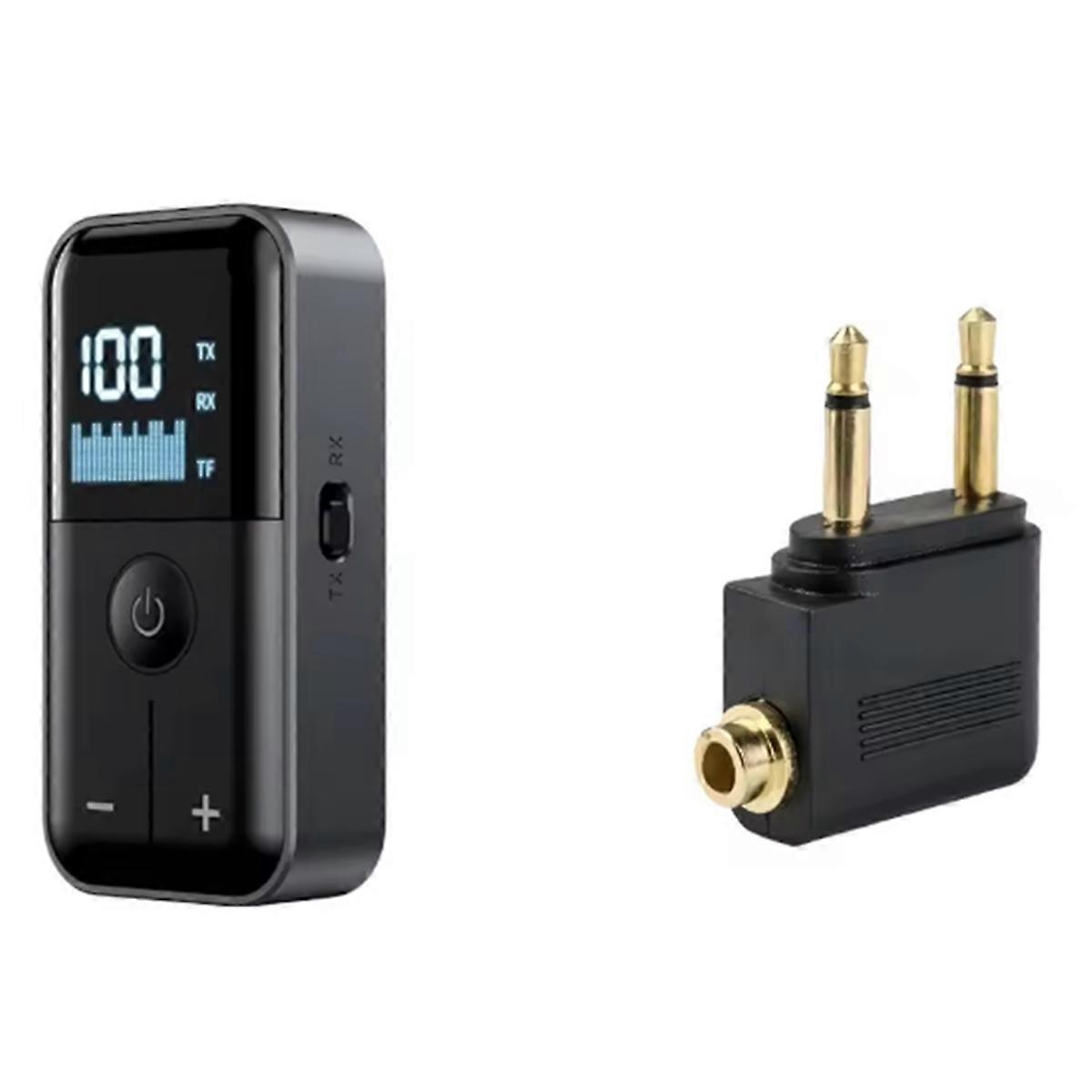 4 in 1 Bluetooth 5.4 Audio Receiver Transmitter 3.5MM AUX TF Card Stereo Music LED Display Adapter with Mic