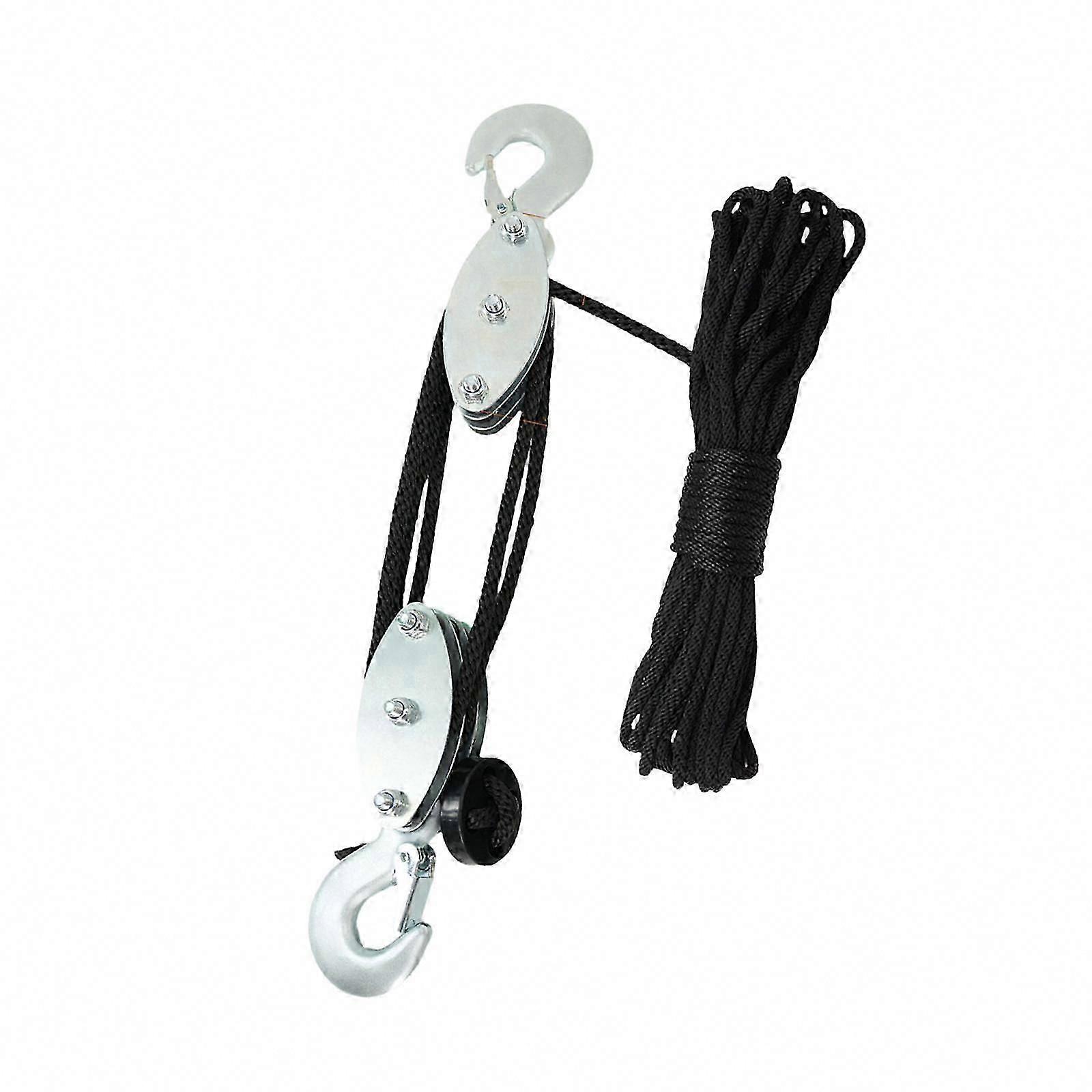 Rope Pulley Hoist Block and Tackle with Metal Bearing for Effortless Professional Use