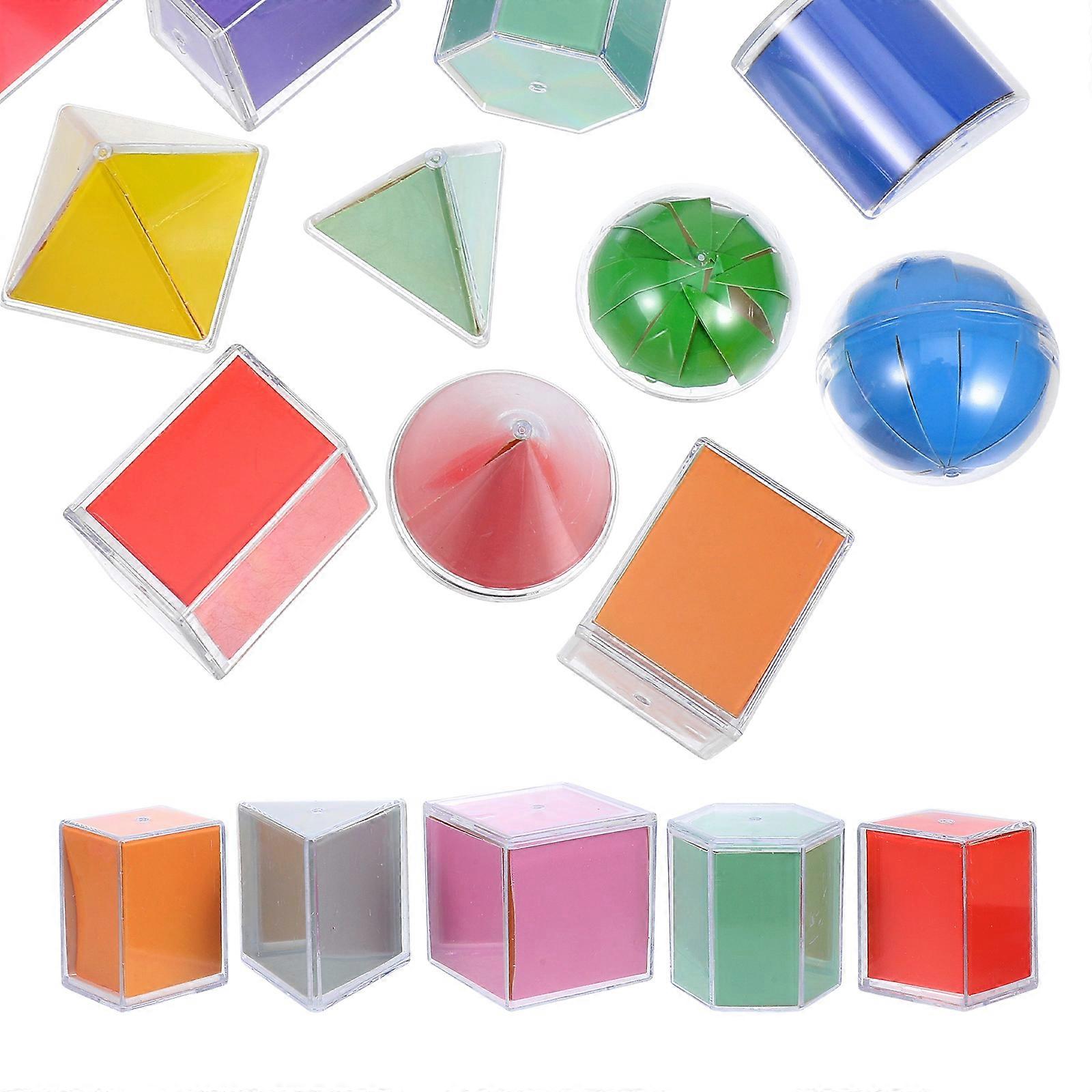 Math Manipulatives 15Pcs Geometric Solids for Light Table Activities Assorted Color Plastic for Volume and Area Calculation