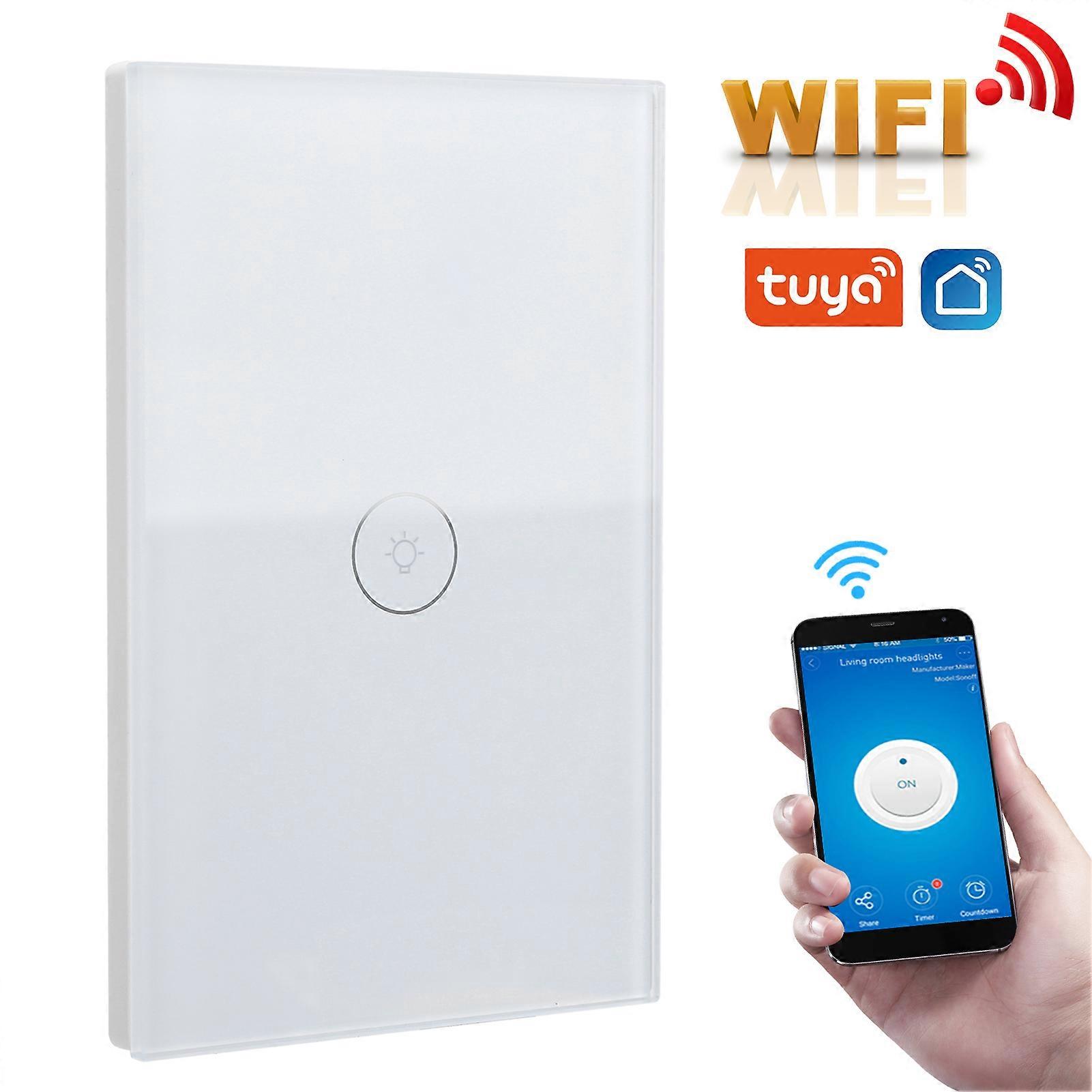 Smart Wall Touch Light Switch 1-Way 10A Wifi White 800W