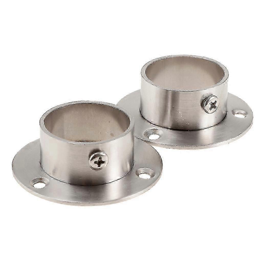 Chrome Tube Pipe Rotating Wardrobe Clothes Garment Rail End Socket 62 X 21mm