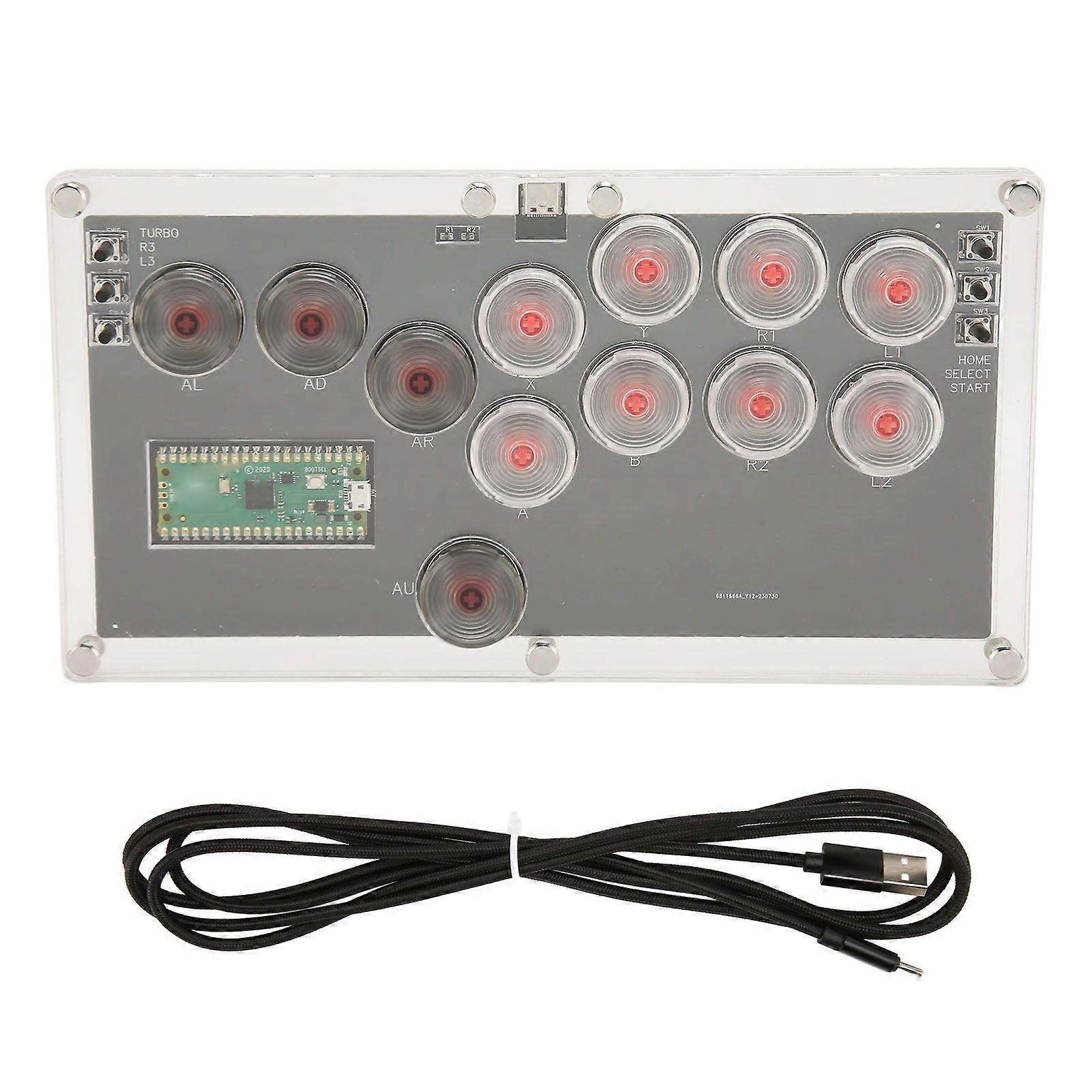 for Fighting Box Flatbox Fighting Stick Controller Hot Swap Mechanical Switch Fight Stick Game Controller Joystick with RGB LED Light