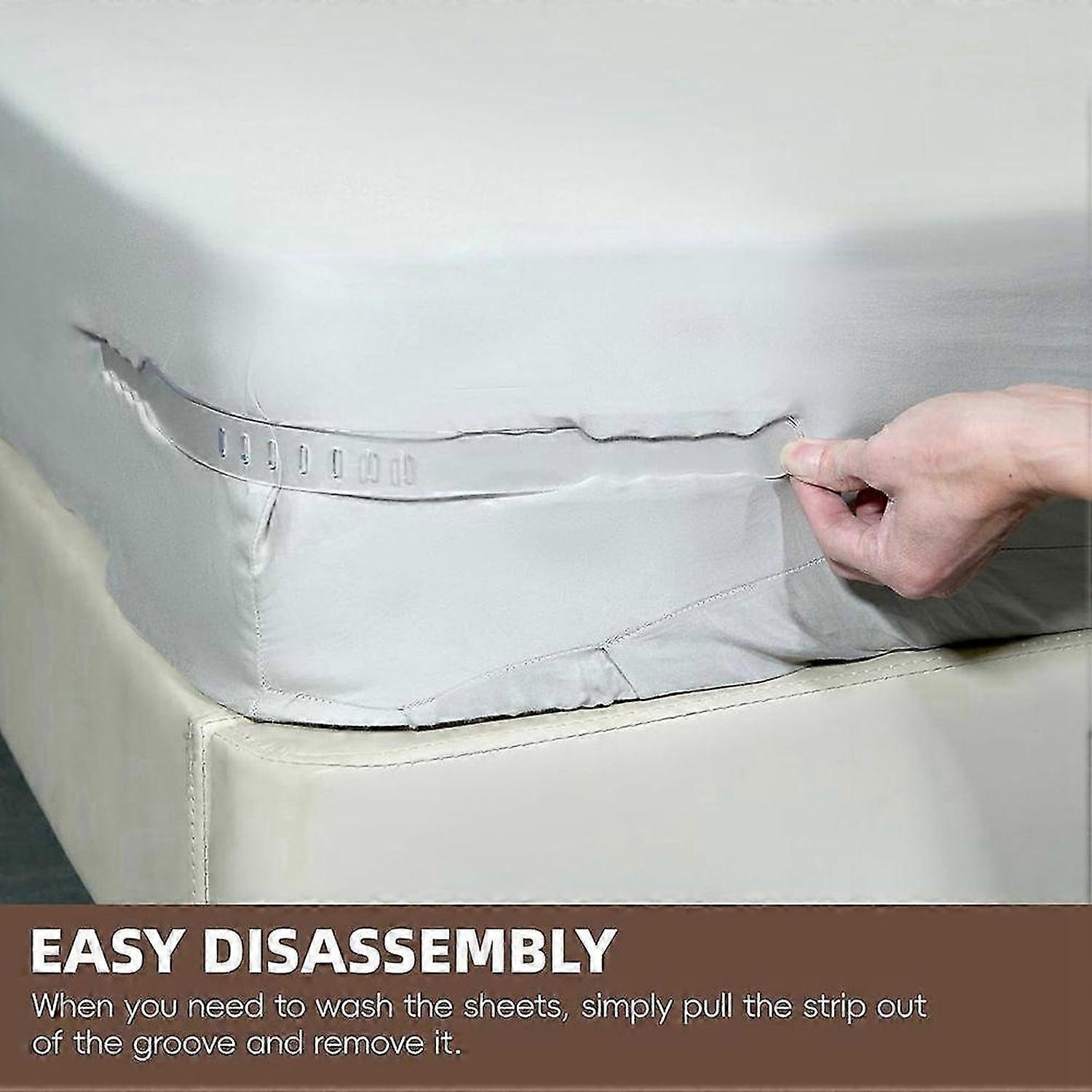 Open Corner Bed Sheet Holder with Lock Strips,Duty Bedsheet Clips with Enhanced Straps Mattress, Keep Sheets Firm Gray